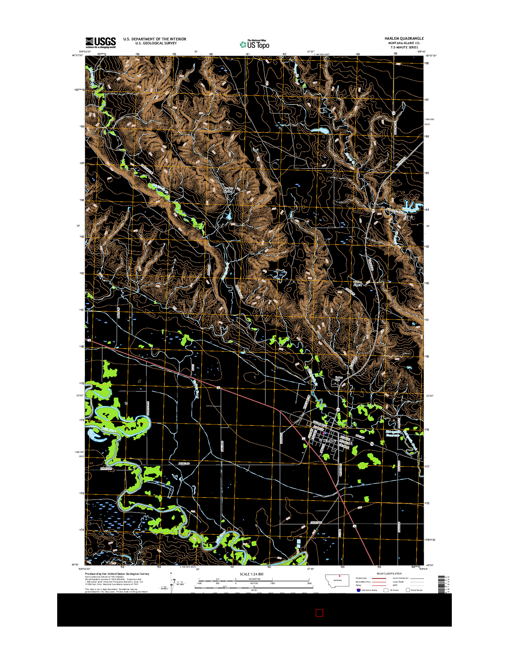 USGS US TOPO 7.5-MINUTE MAP FOR HARLEM, MT 2017