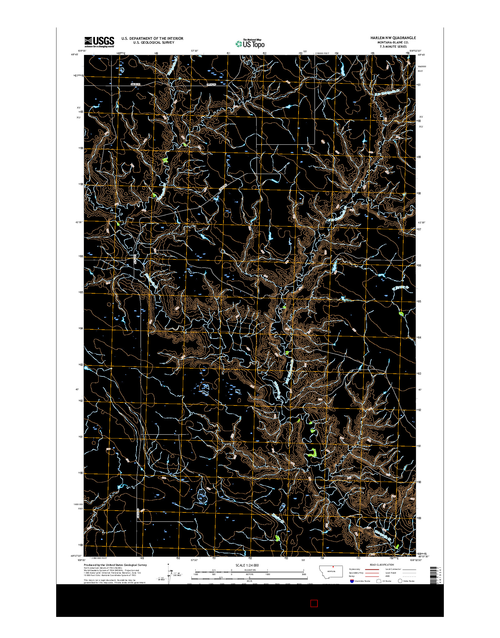 USGS US TOPO 7.5-MINUTE MAP FOR HARLEM NW, MT 2017