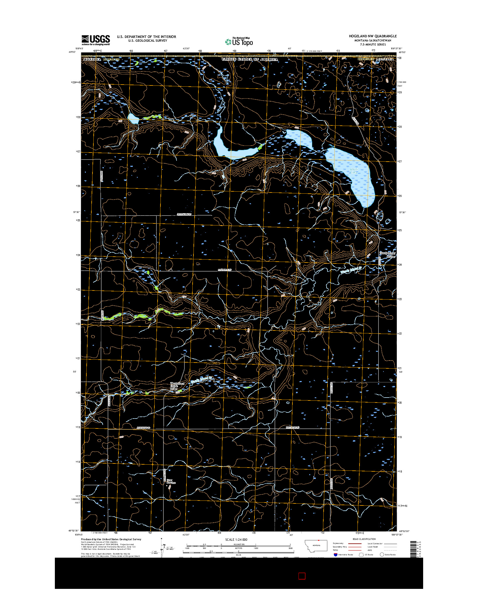 USGS US TOPO 7.5-MINUTE MAP FOR HOGELAND NW, MT-SK 2017