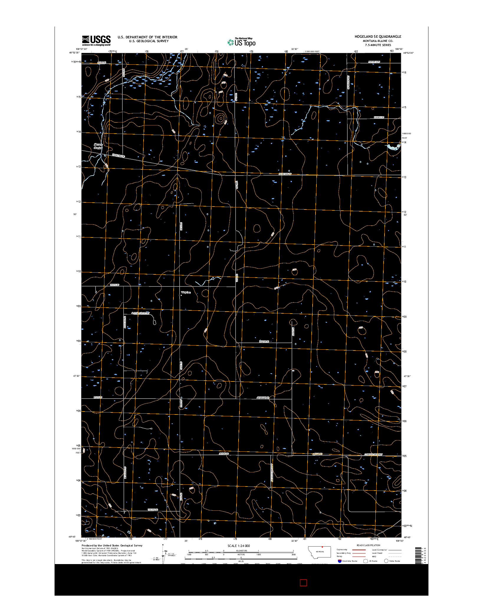 USGS US TOPO 7.5-MINUTE MAP FOR HOGELAND SE, MT 2017