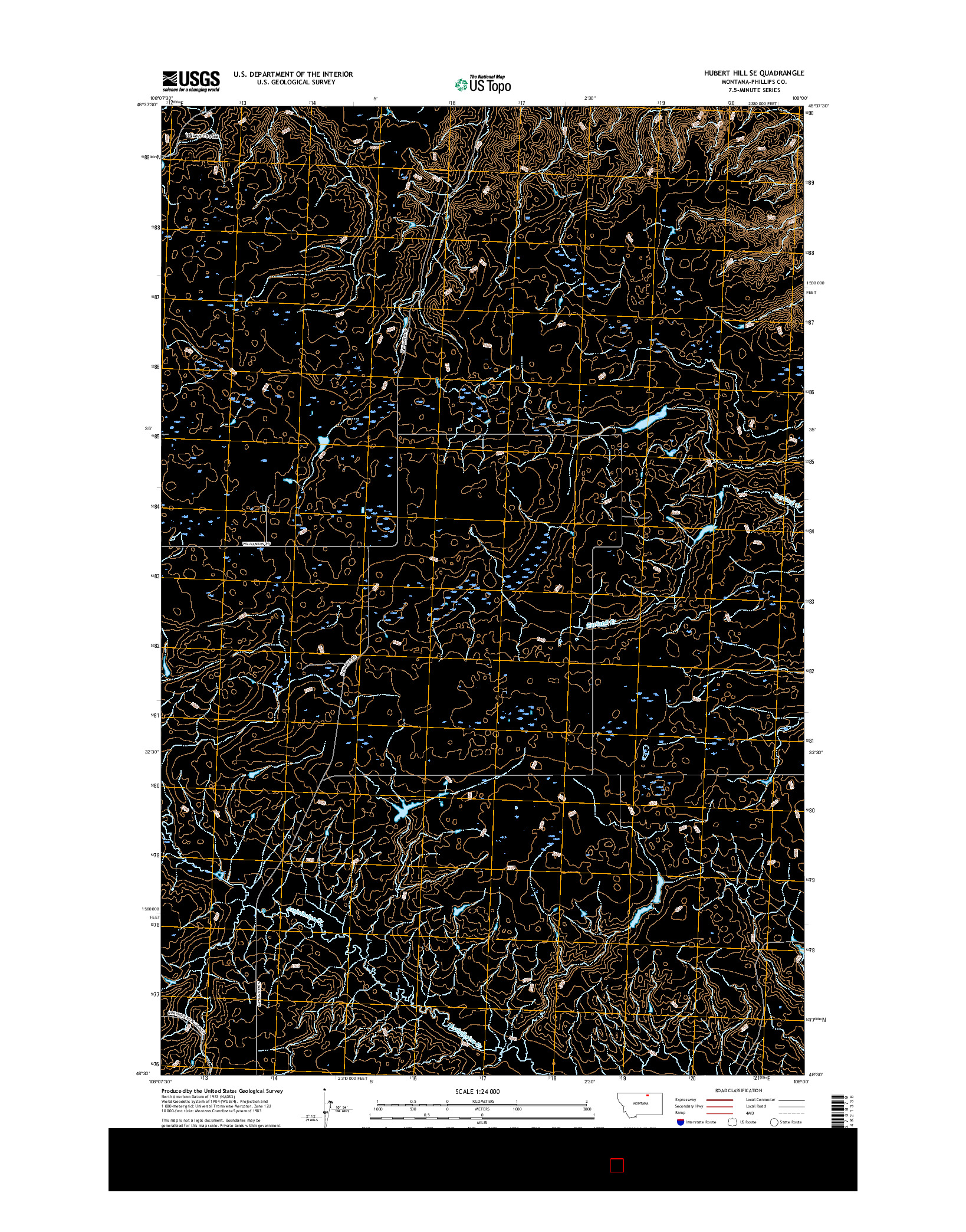 USGS US TOPO 7.5-MINUTE MAP FOR HUBERT HILL SE, MT 2017