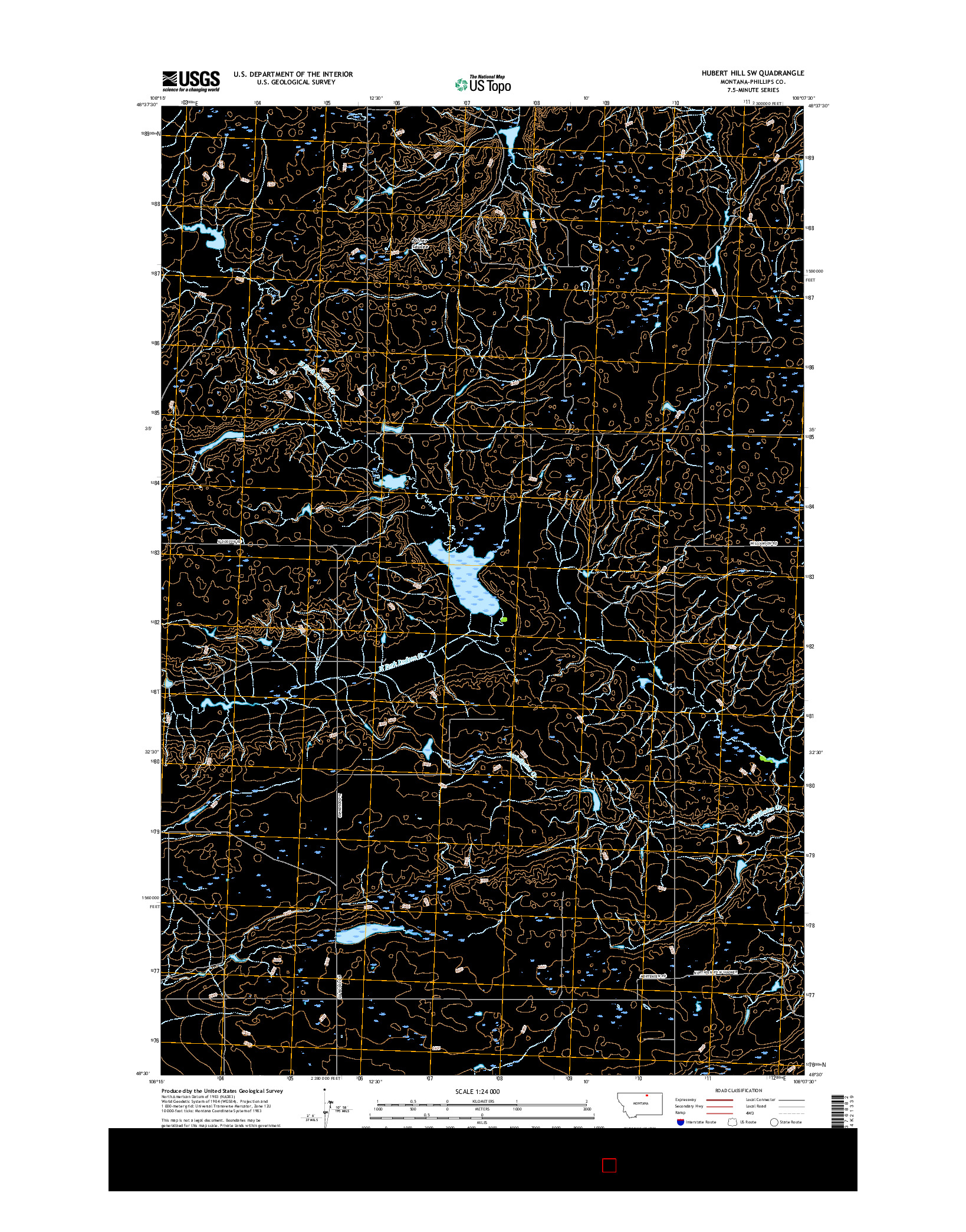 USGS US TOPO 7.5-MINUTE MAP FOR HUBERT HILL SW, MT 2017