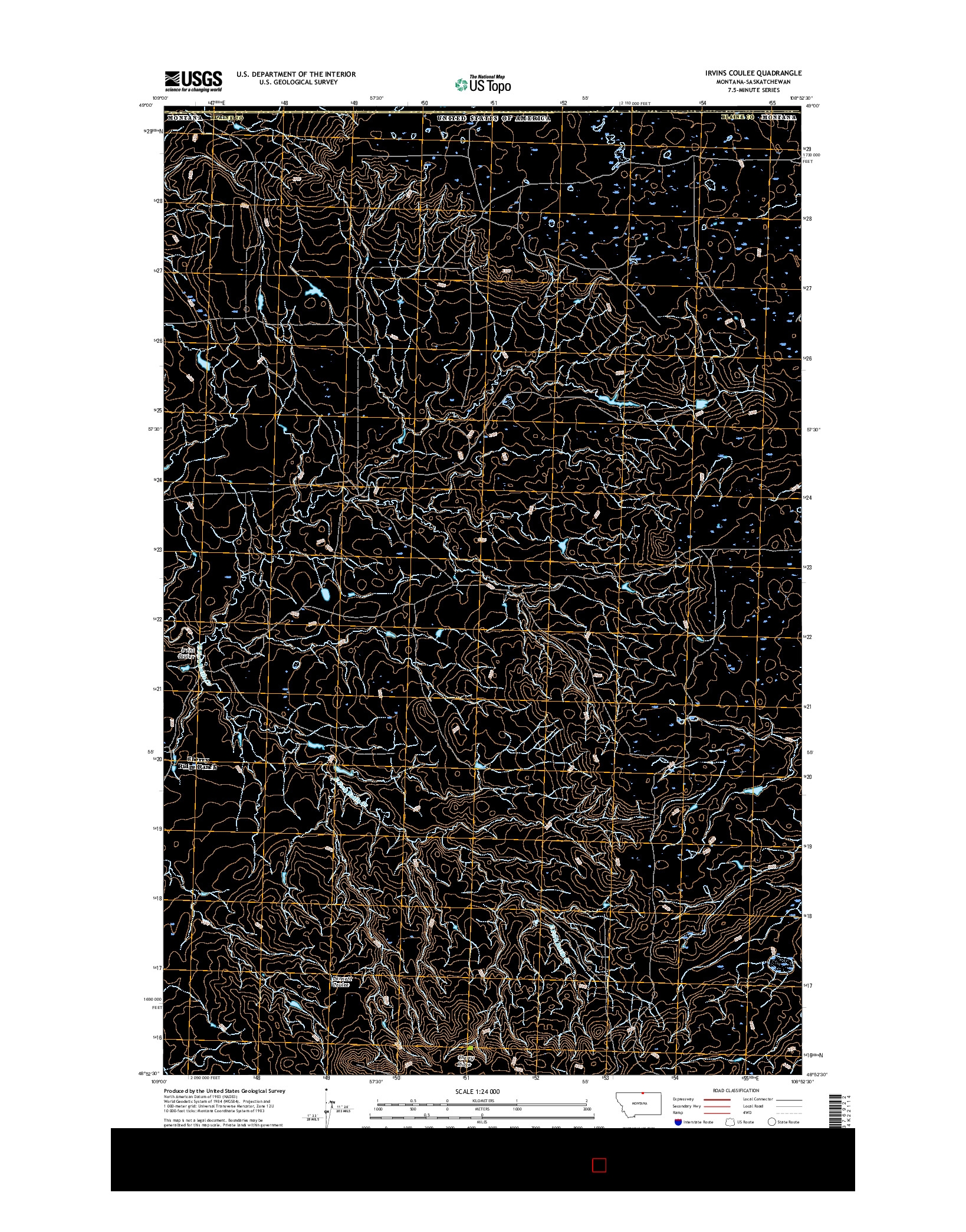 USGS US TOPO 7.5-MINUTE MAP FOR IRVINS COULEE, MT-SK 2017