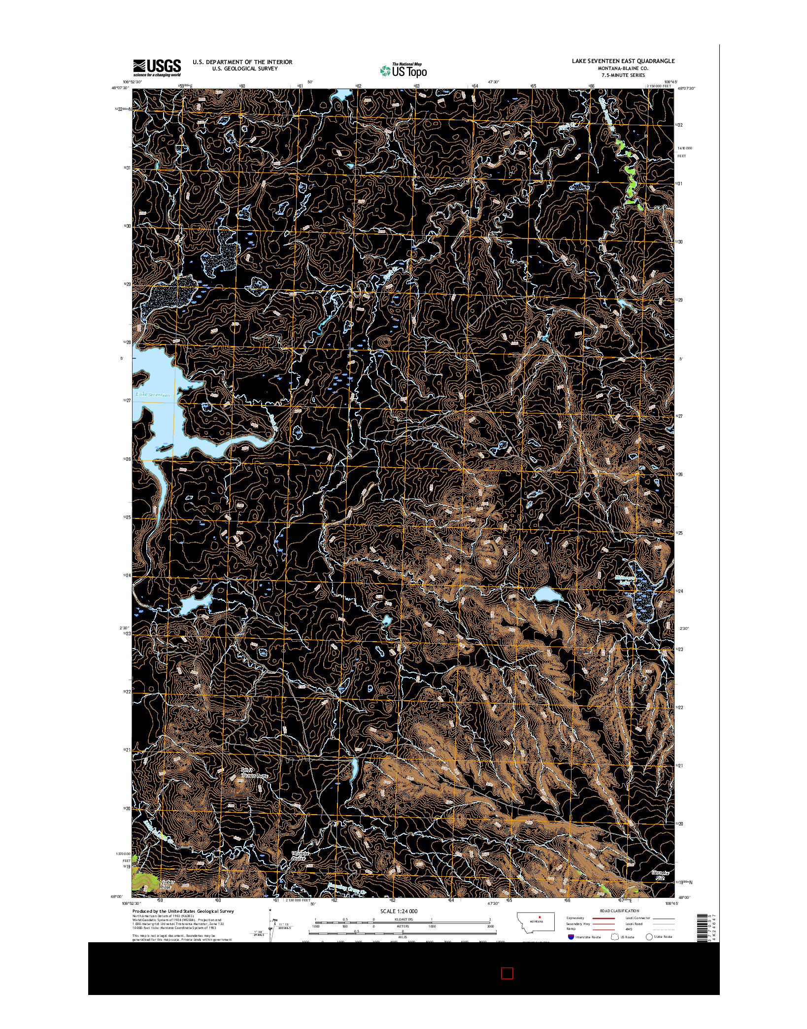 USGS US TOPO 7.5-MINUTE MAP FOR LAKE SEVENTEEN EAST, MT 2017