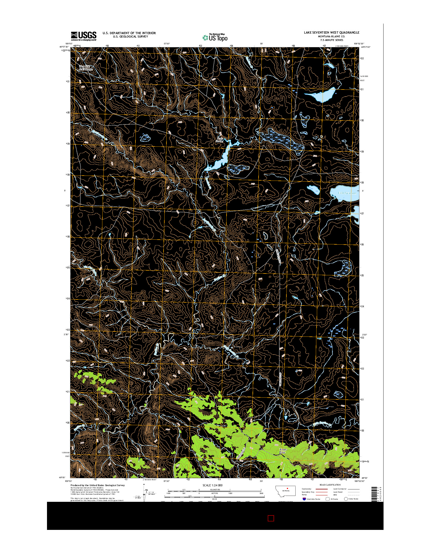 USGS US TOPO 7.5-MINUTE MAP FOR LAKE SEVENTEEN WEST, MT 2017