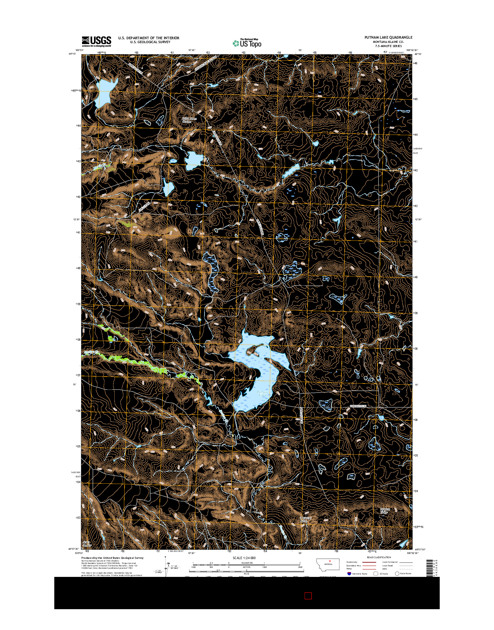 USGS US TOPO 7.5-MINUTE MAP FOR PUTNAM LAKE, MT 2017