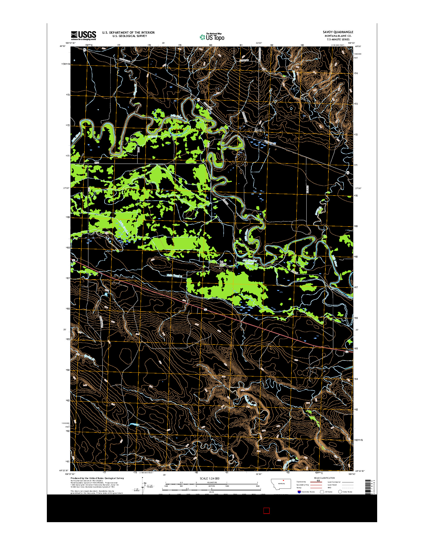 USGS US TOPO 7.5-MINUTE MAP FOR SAVOY, MT 2017