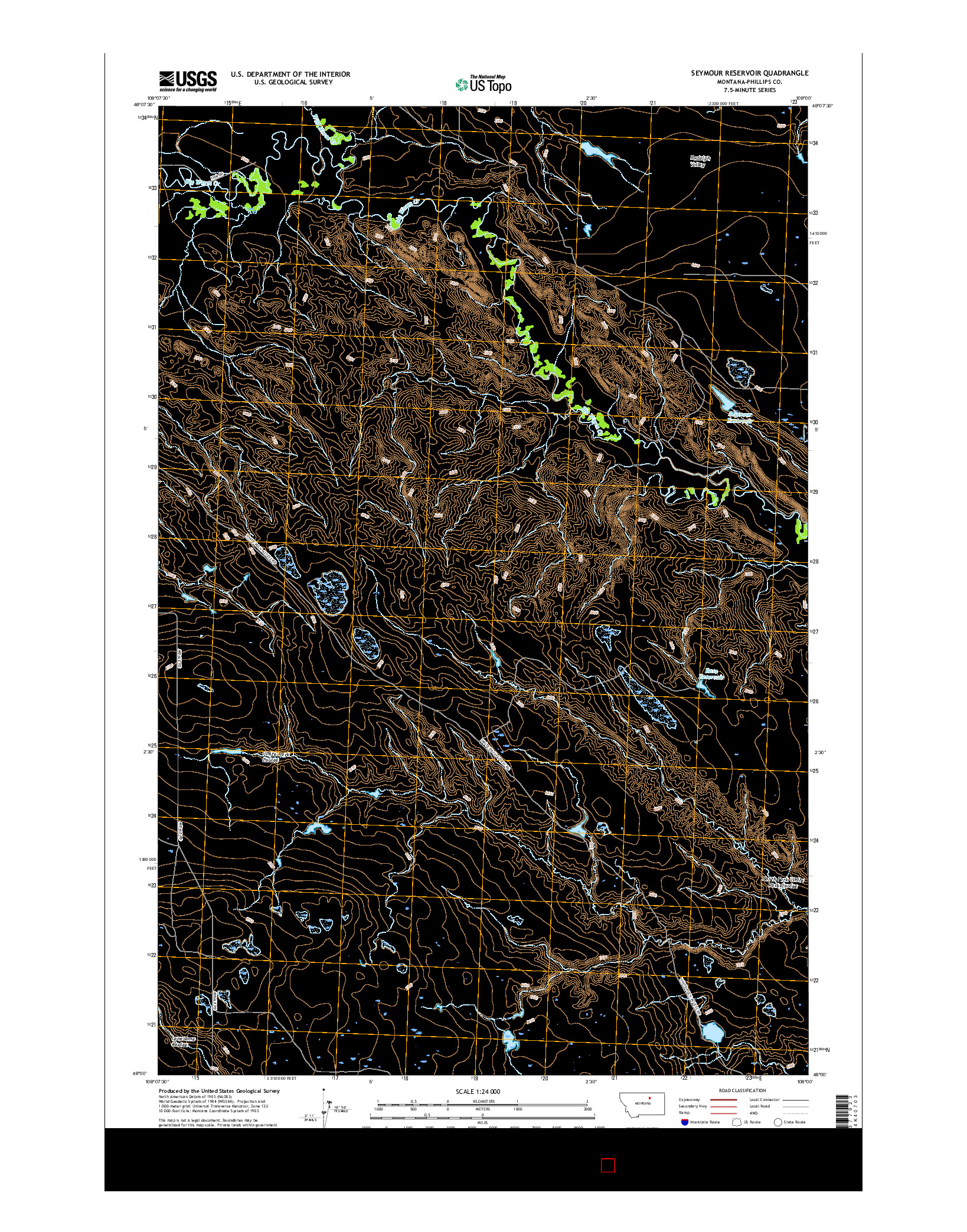 USGS US TOPO 7.5-MINUTE MAP FOR SEYMOUR RESERVOIR, MT 2017