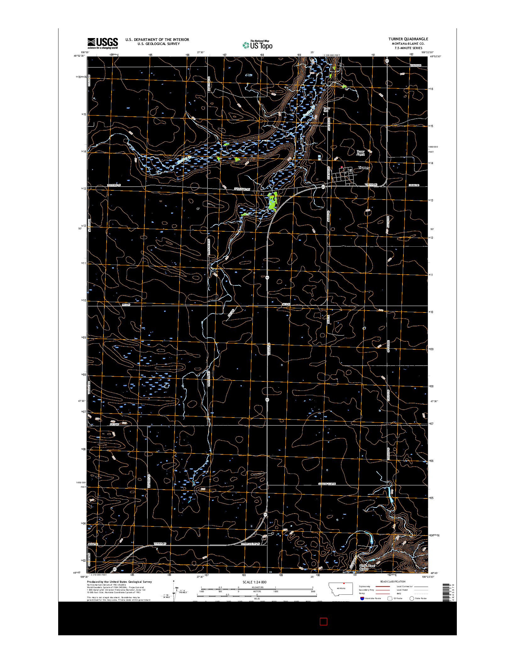 USGS US TOPO 7.5-MINUTE MAP FOR TURNER, MT 2017