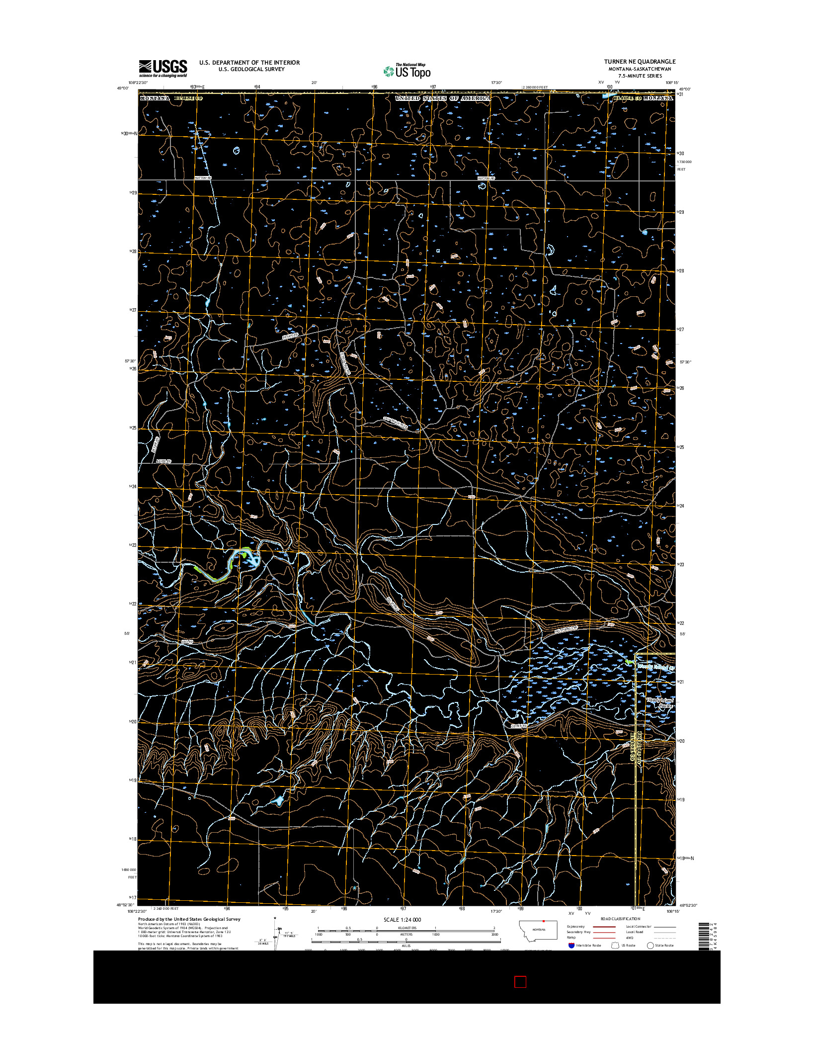 USGS US TOPO 7.5-MINUTE MAP FOR TURNER NE, MT-SK 2017