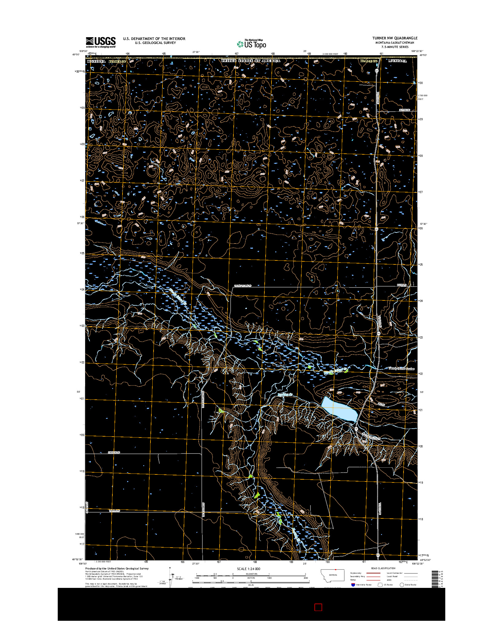 USGS US TOPO 7.5-MINUTE MAP FOR TURNER NW, MT-SK 2017