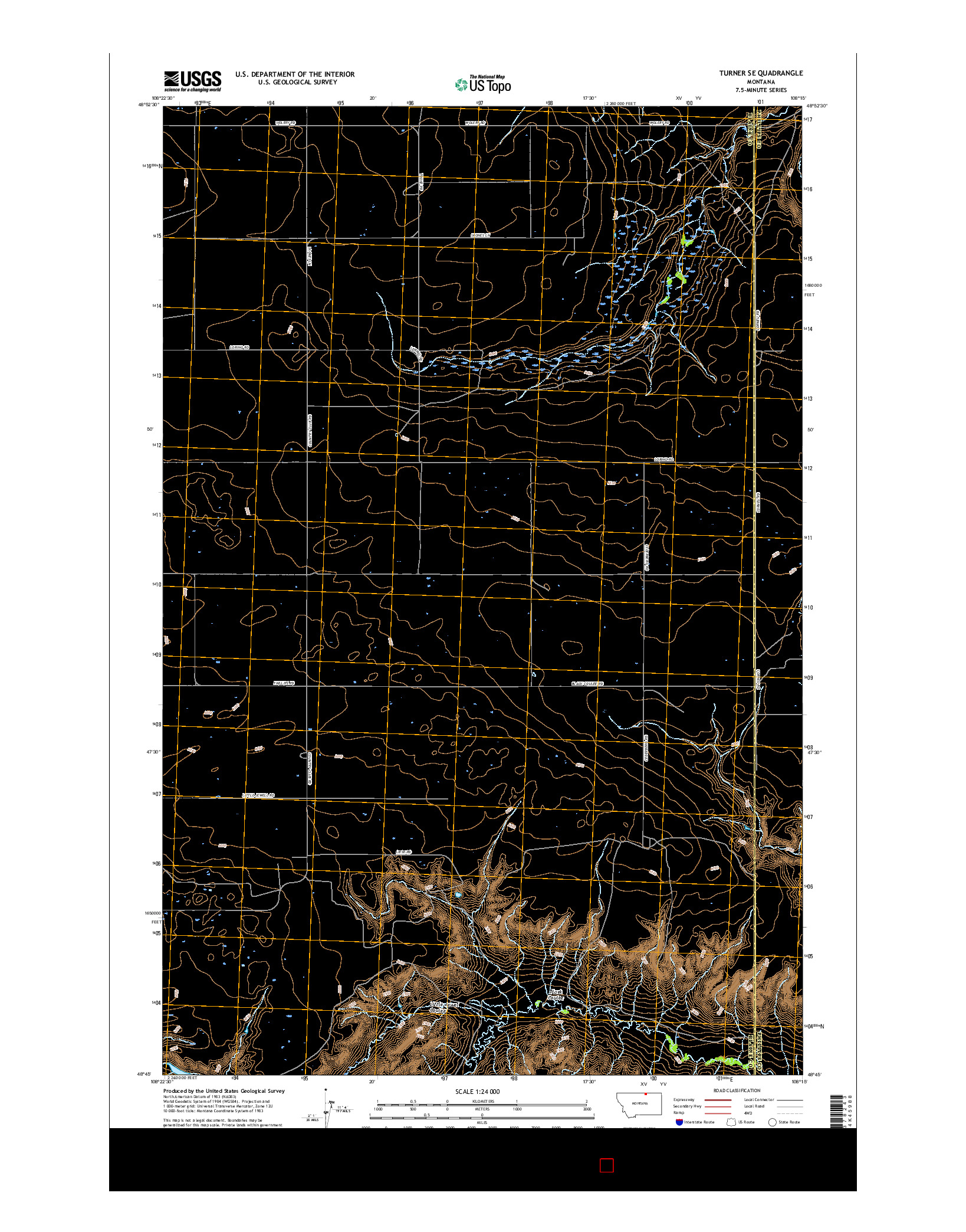 USGS US TOPO 7.5-MINUTE MAP FOR TURNER SE, MT 2017