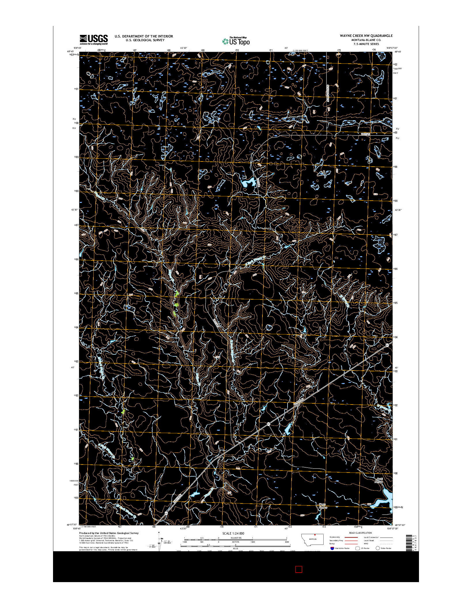 USGS US TOPO 7.5-MINUTE MAP FOR WAYNE CREEK NW, MT 2017