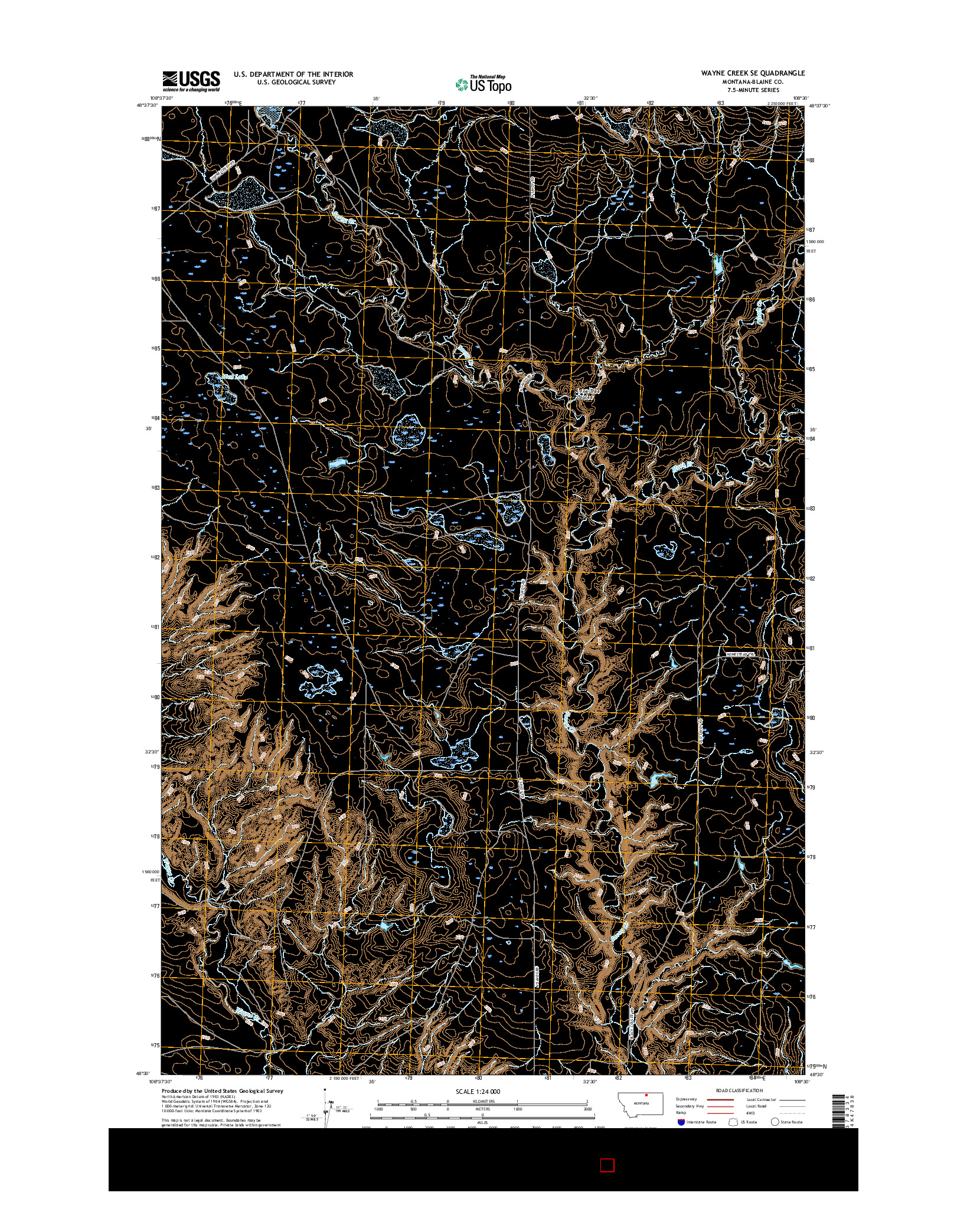USGS US TOPO 7.5-MINUTE MAP FOR WAYNE CREEK SE, MT 2017