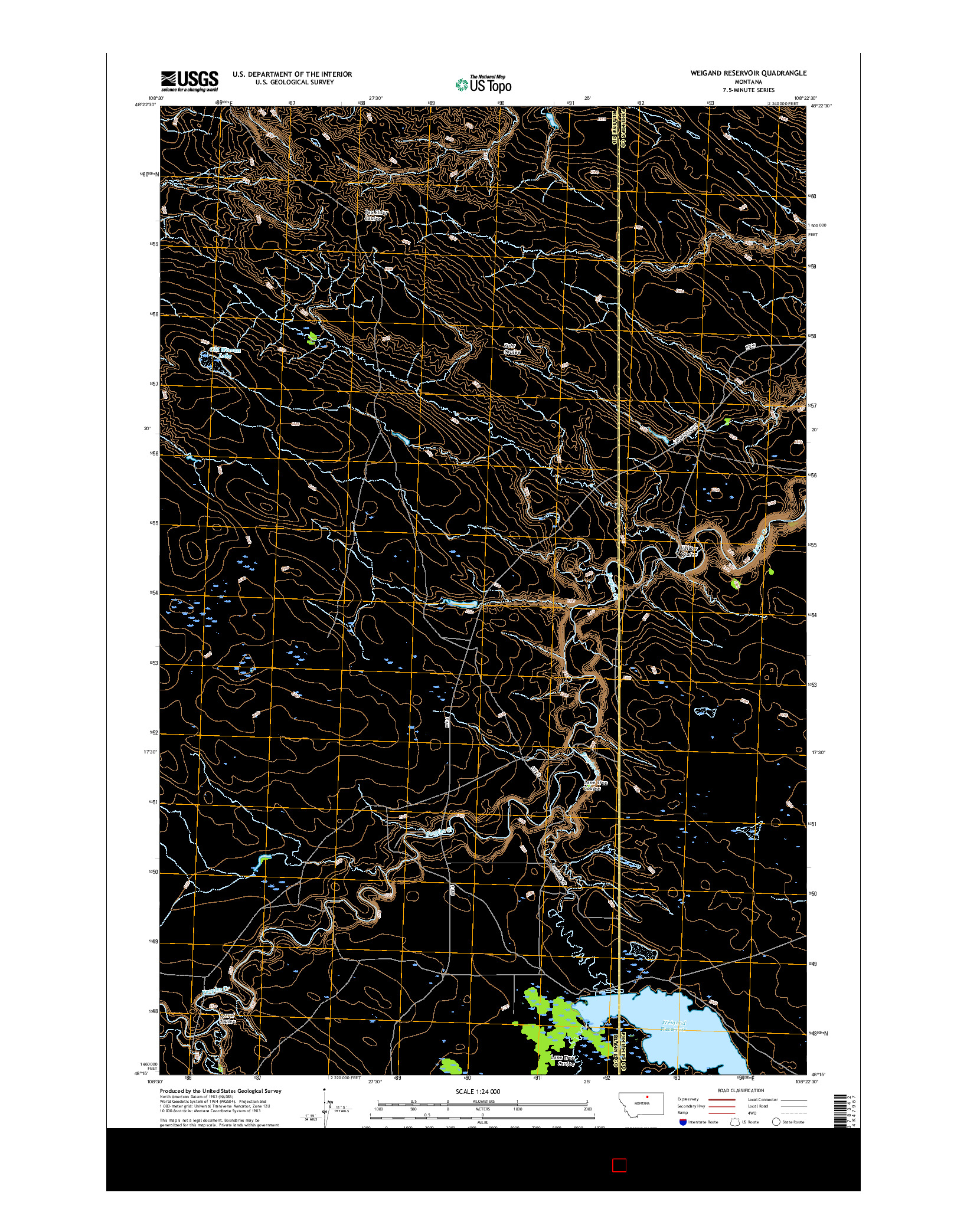 USGS US TOPO 7.5-MINUTE MAP FOR WEIGAND RESERVOIR, MT 2017