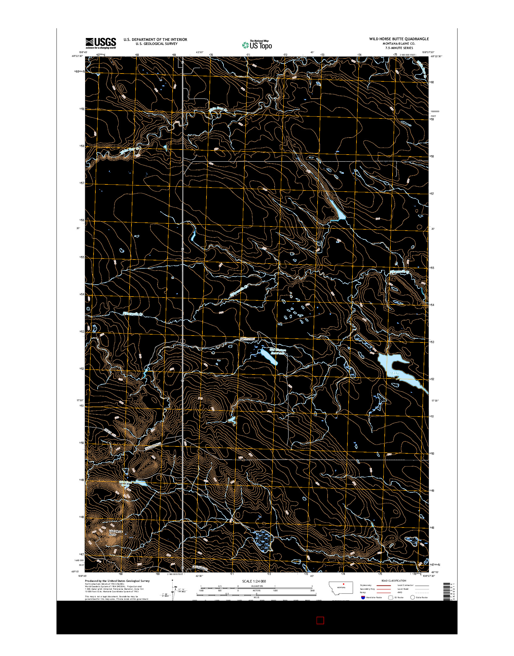 USGS US TOPO 7.5-MINUTE MAP FOR WILD HORSE BUTTE, MT 2017