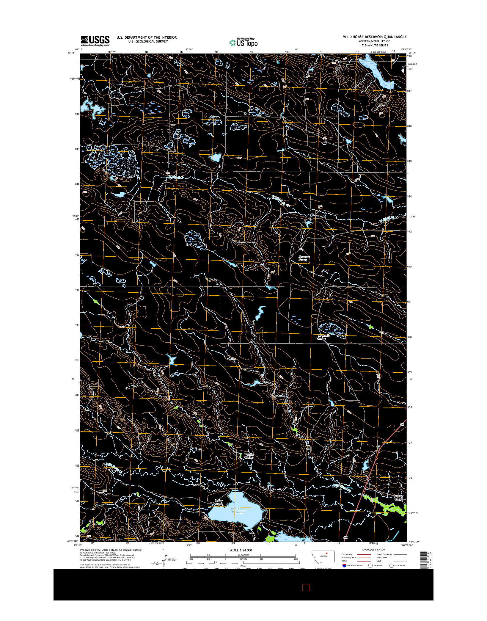 USGS US TOPO 7.5-MINUTE MAP FOR WILD HORSE RESERVOIR, MT 2017