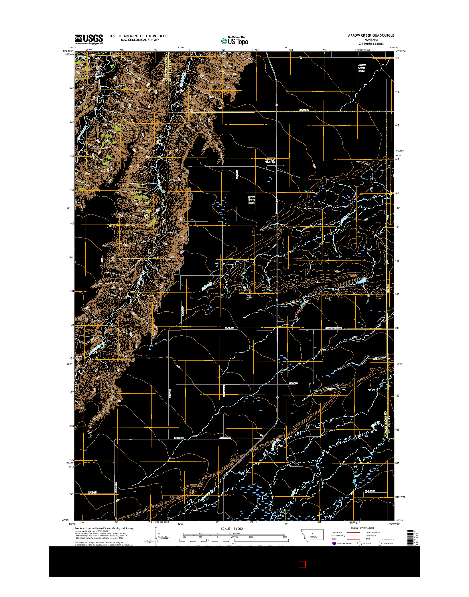 USGS US TOPO 7.5-MINUTE MAP FOR ARROW CREEK, MT 2017