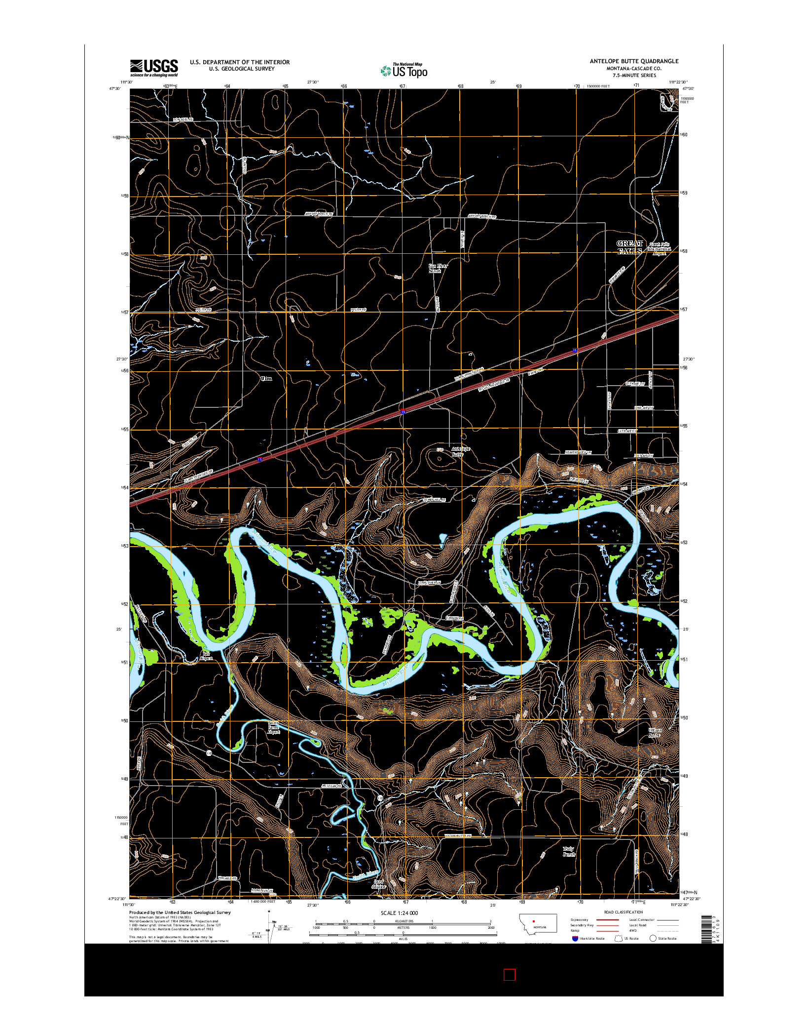 USGS US TOPO 7.5-MINUTE MAP FOR ANTELOPE BUTTE, MT 2017