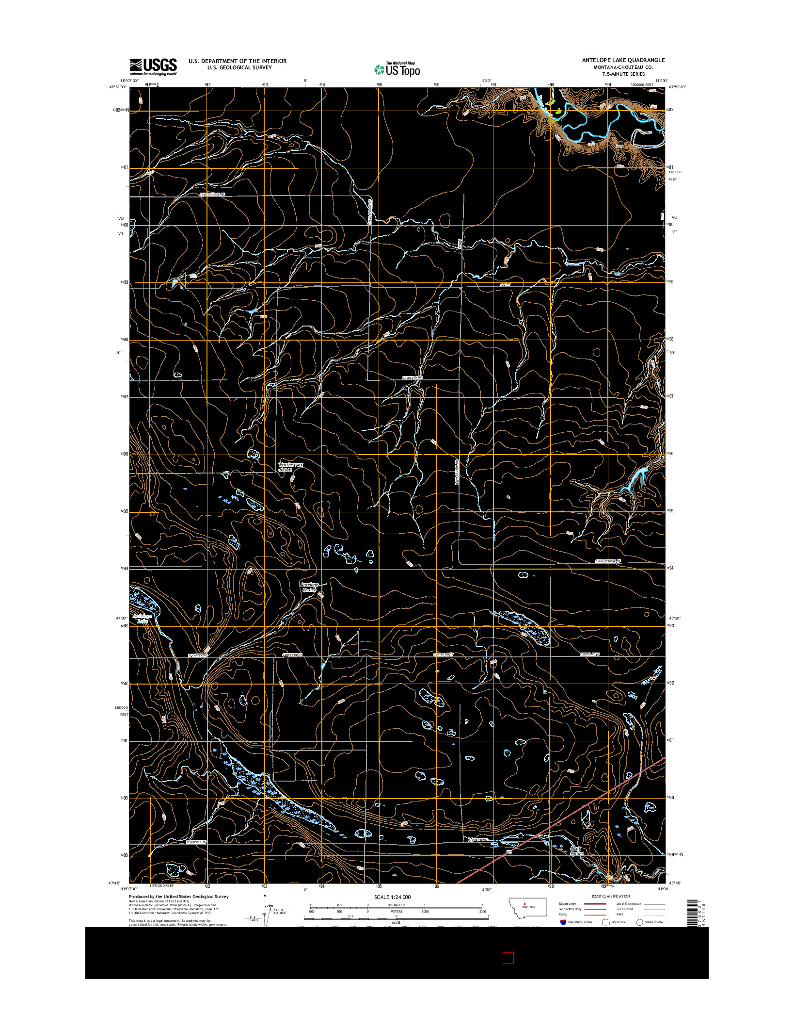 USGS US TOPO 7.5-MINUTE MAP FOR ANTELOPE LAKE, MT 2017