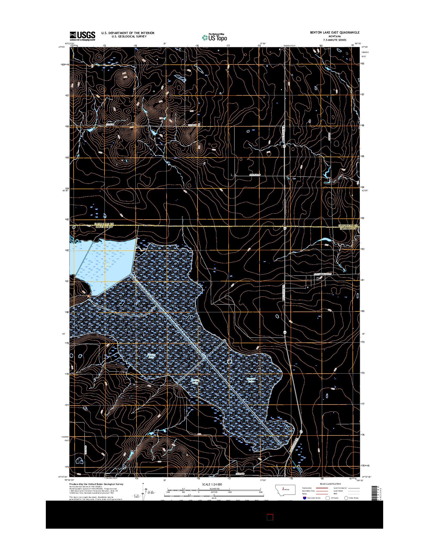 USGS US TOPO 7.5-MINUTE MAP FOR BENTON LAKE EAST, MT 2017