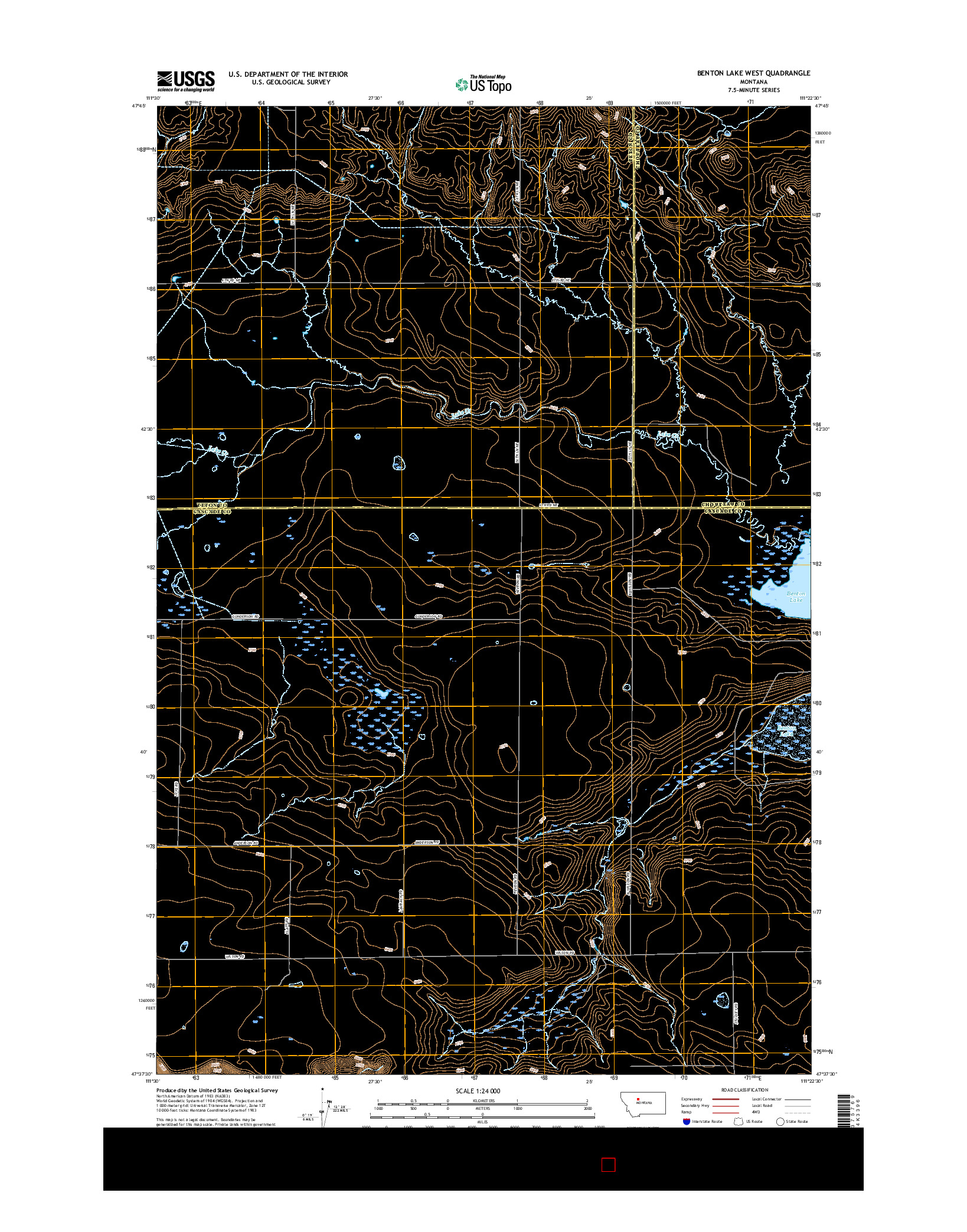 USGS US TOPO 7.5-MINUTE MAP FOR BENTON LAKE WEST, MT 2017