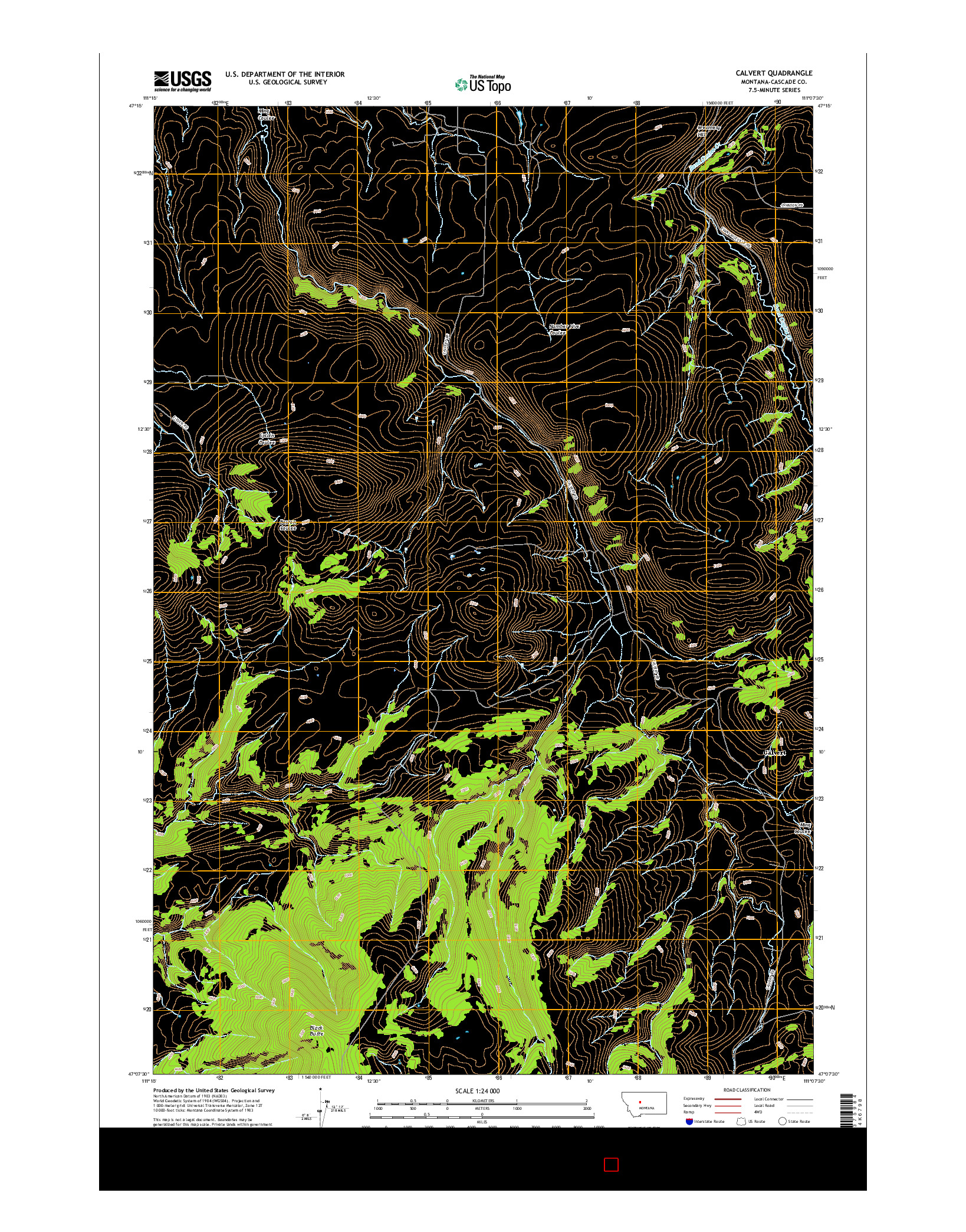 USGS US TOPO 7.5-MINUTE MAP FOR CALVERT, MT 2017