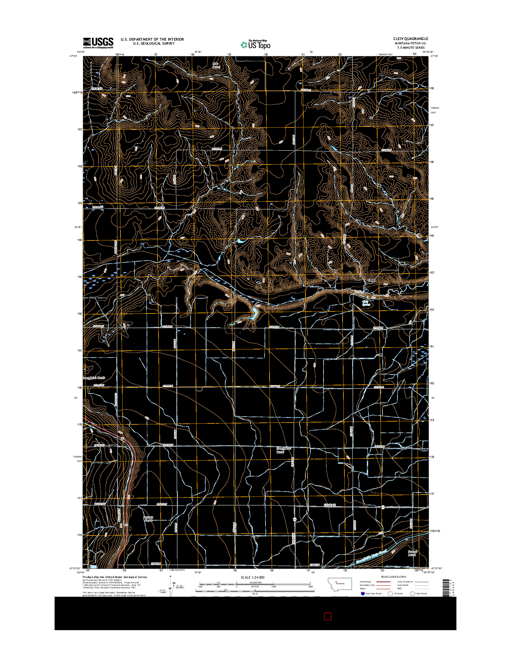 USGS US TOPO 7.5-MINUTE MAP FOR CLEIV, MT 2017