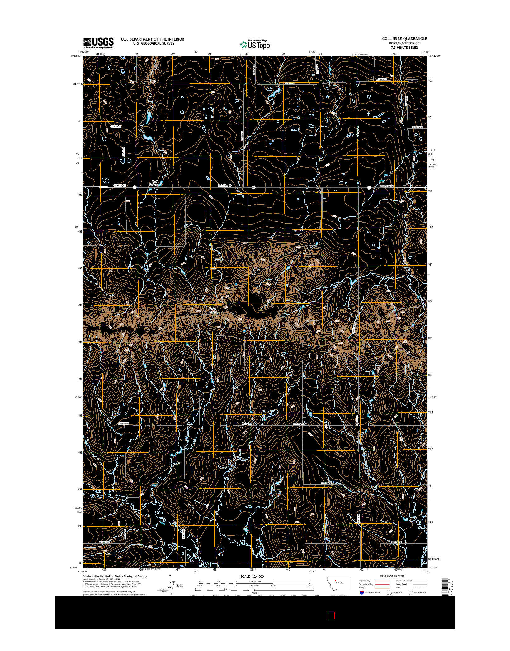 USGS US TOPO 7.5-MINUTE MAP FOR COLLINS SE, MT 2017