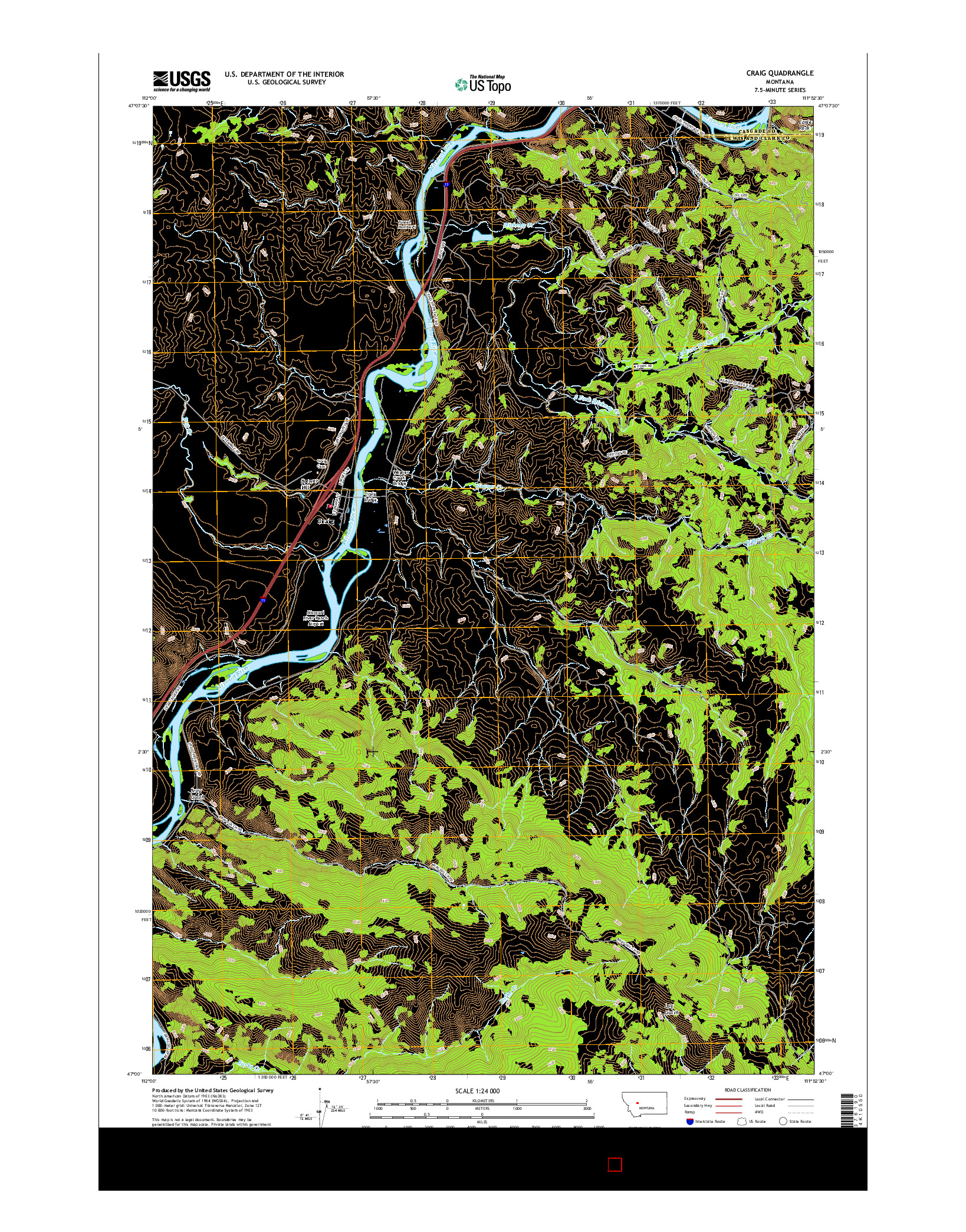 USGS US TOPO 7.5-MINUTE MAP FOR CRAIG, MT 2017