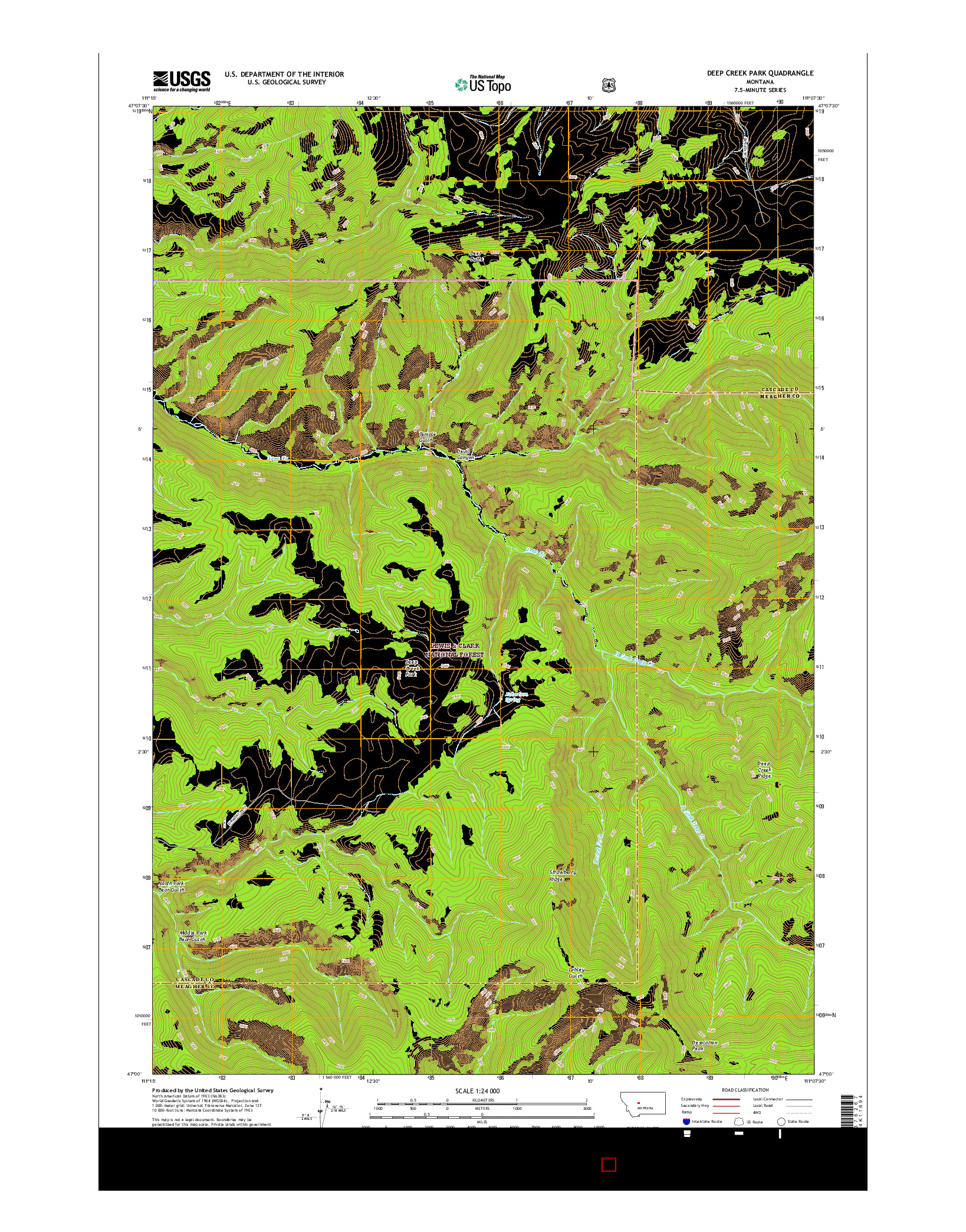 USGS US TOPO 7.5-MINUTE MAP FOR DEEP CREEK PARK, MT 2017