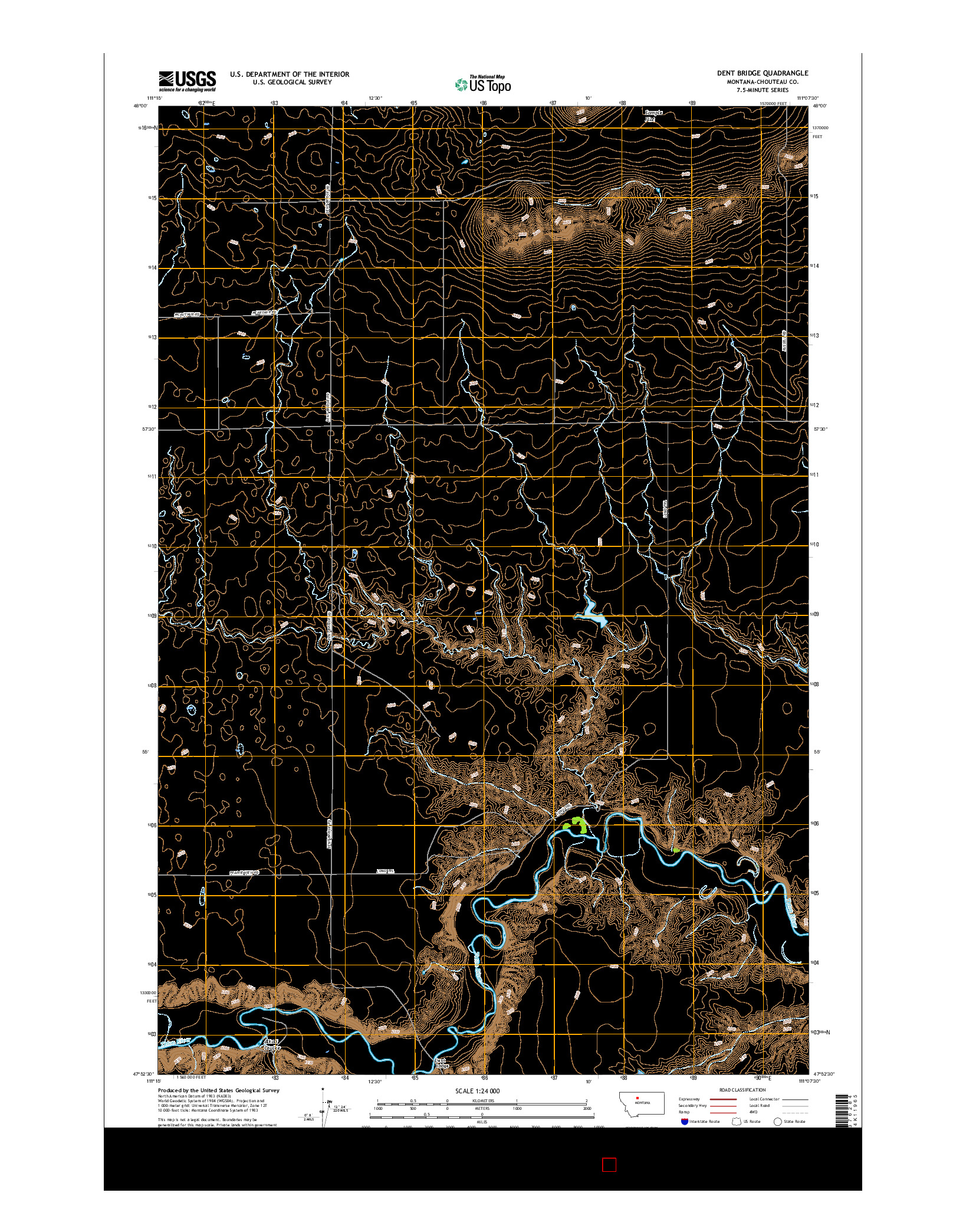 USGS US TOPO 7.5-MINUTE MAP FOR DENT BRIDGE, MT 2017