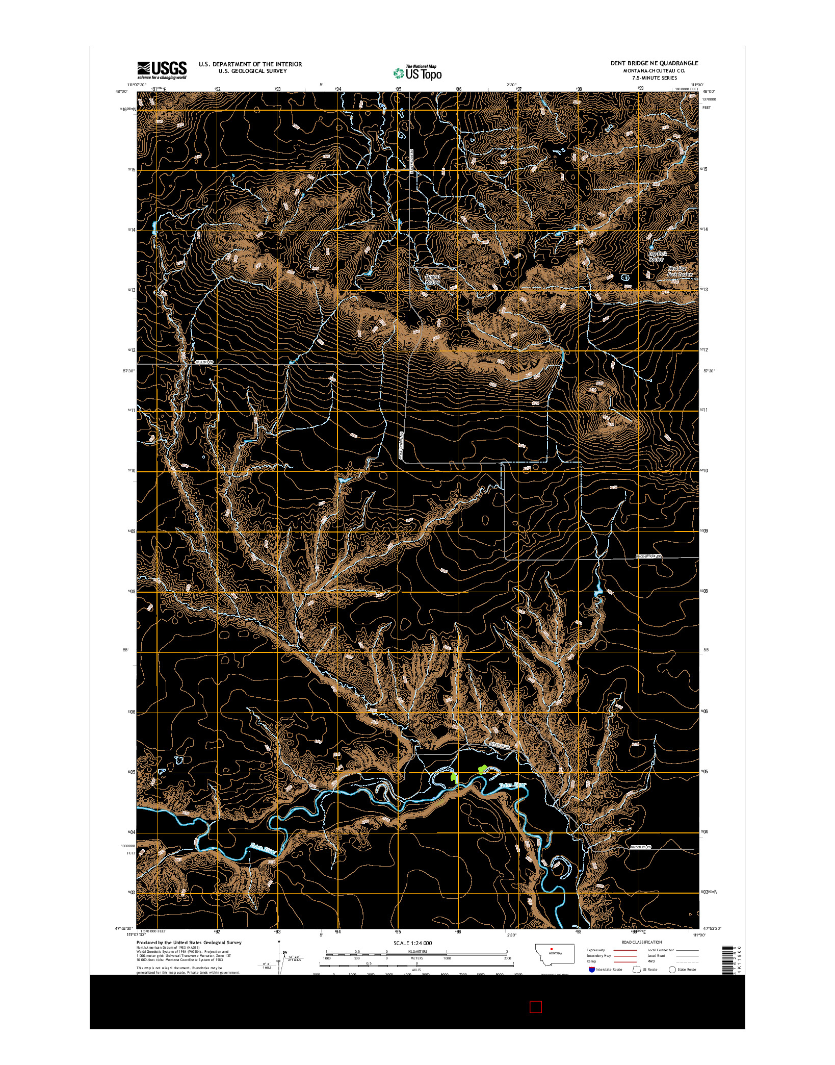 USGS US TOPO 7.5-MINUTE MAP FOR DENT BRIDGE NE, MT 2017