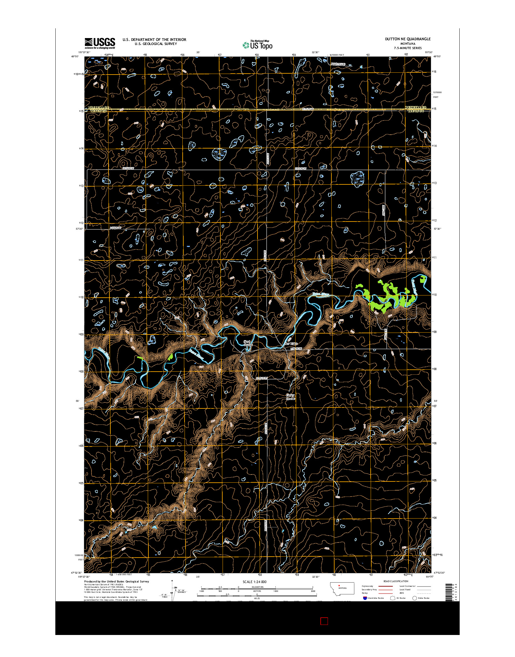 USGS US TOPO 7.5-MINUTE MAP FOR DUTTON NE, MT 2017