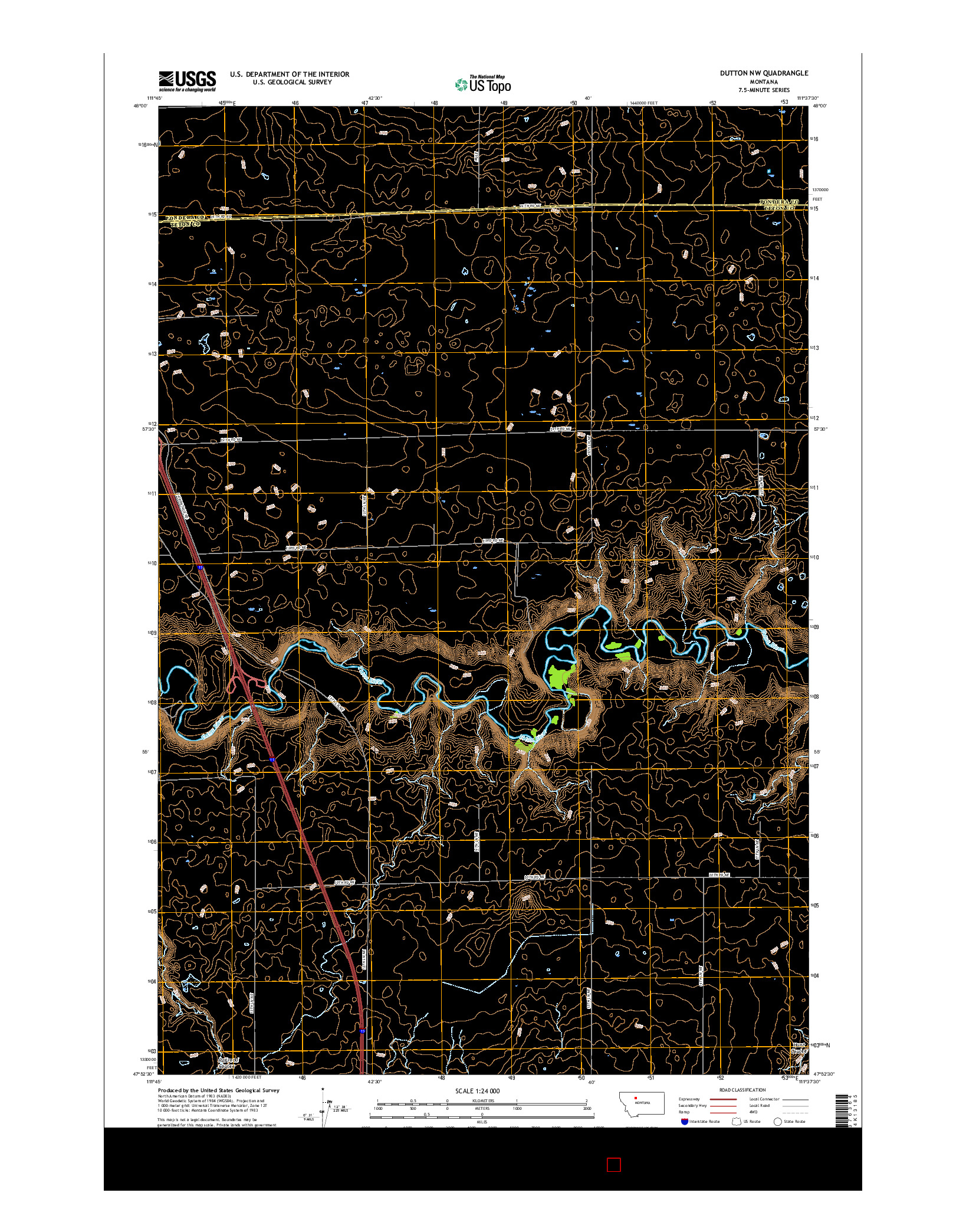 USGS US TOPO 7.5-MINUTE MAP FOR DUTTON NW, MT 2017