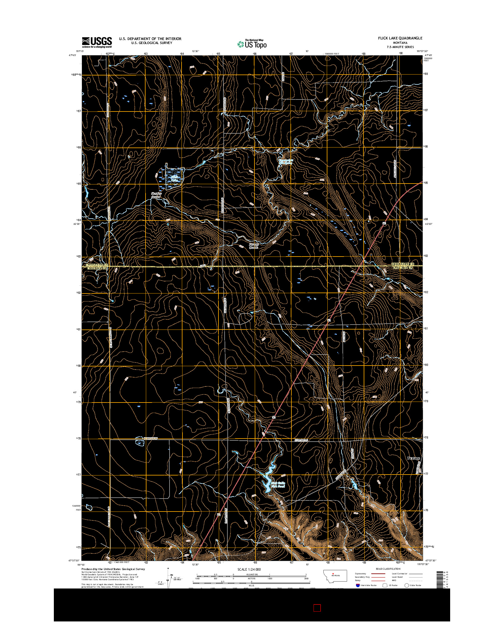 USGS US TOPO 7.5-MINUTE MAP FOR FLICK LAKE, MT 2017