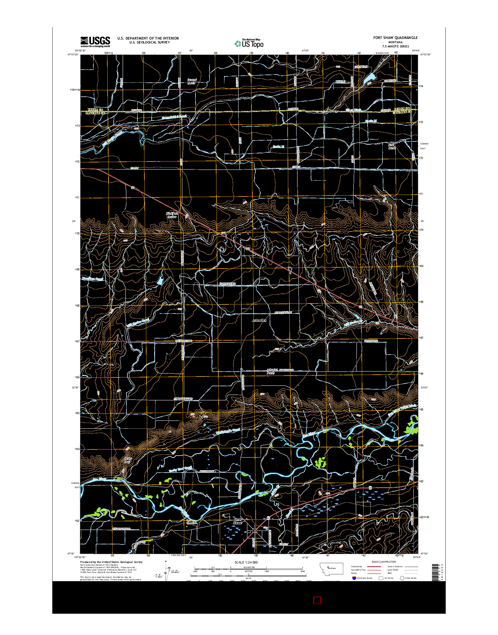 USGS US TOPO 7.5-MINUTE MAP FOR FORT SHAW, MT 2017