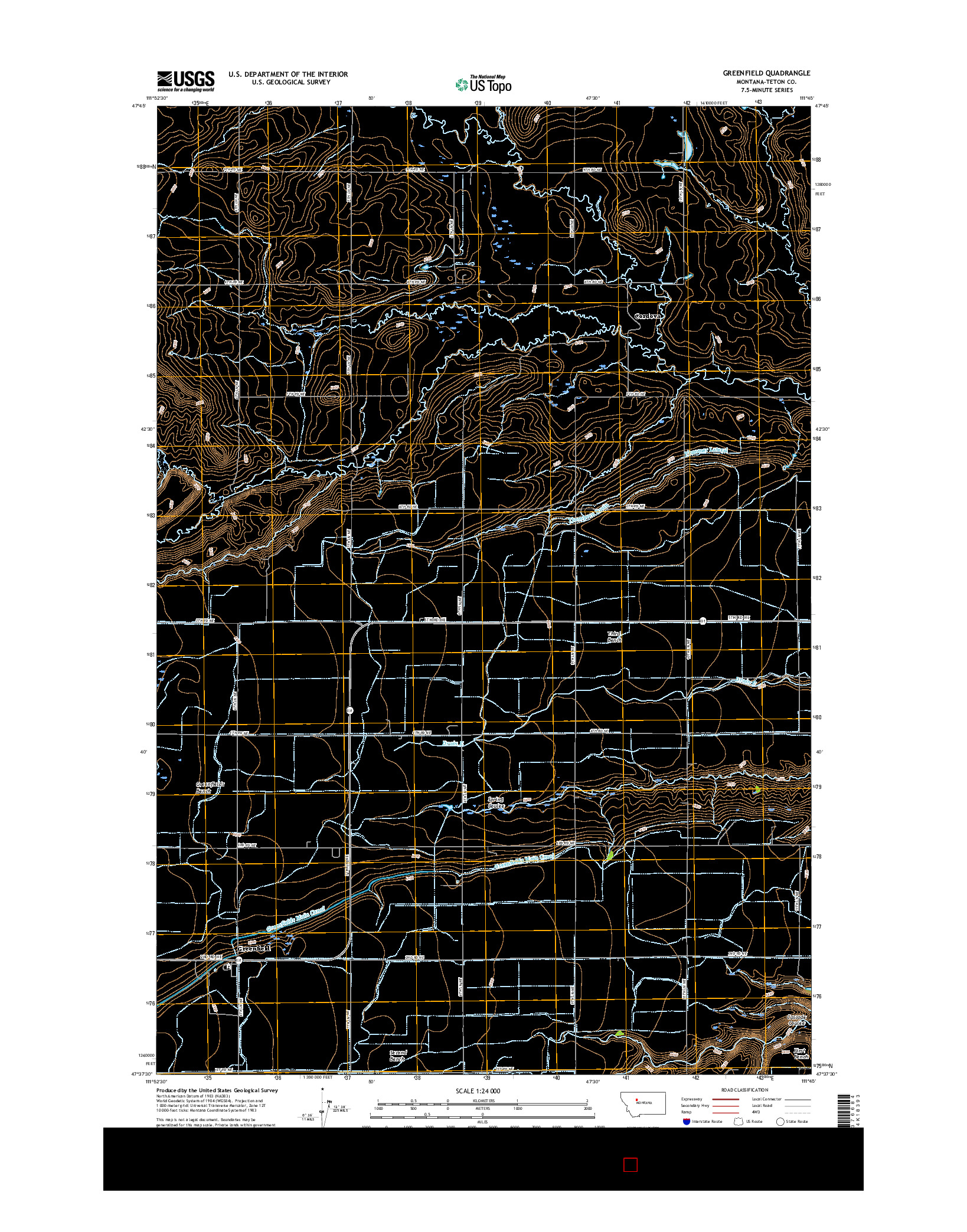 USGS US TOPO 7.5-MINUTE MAP FOR GREENFIELD, MT 2017