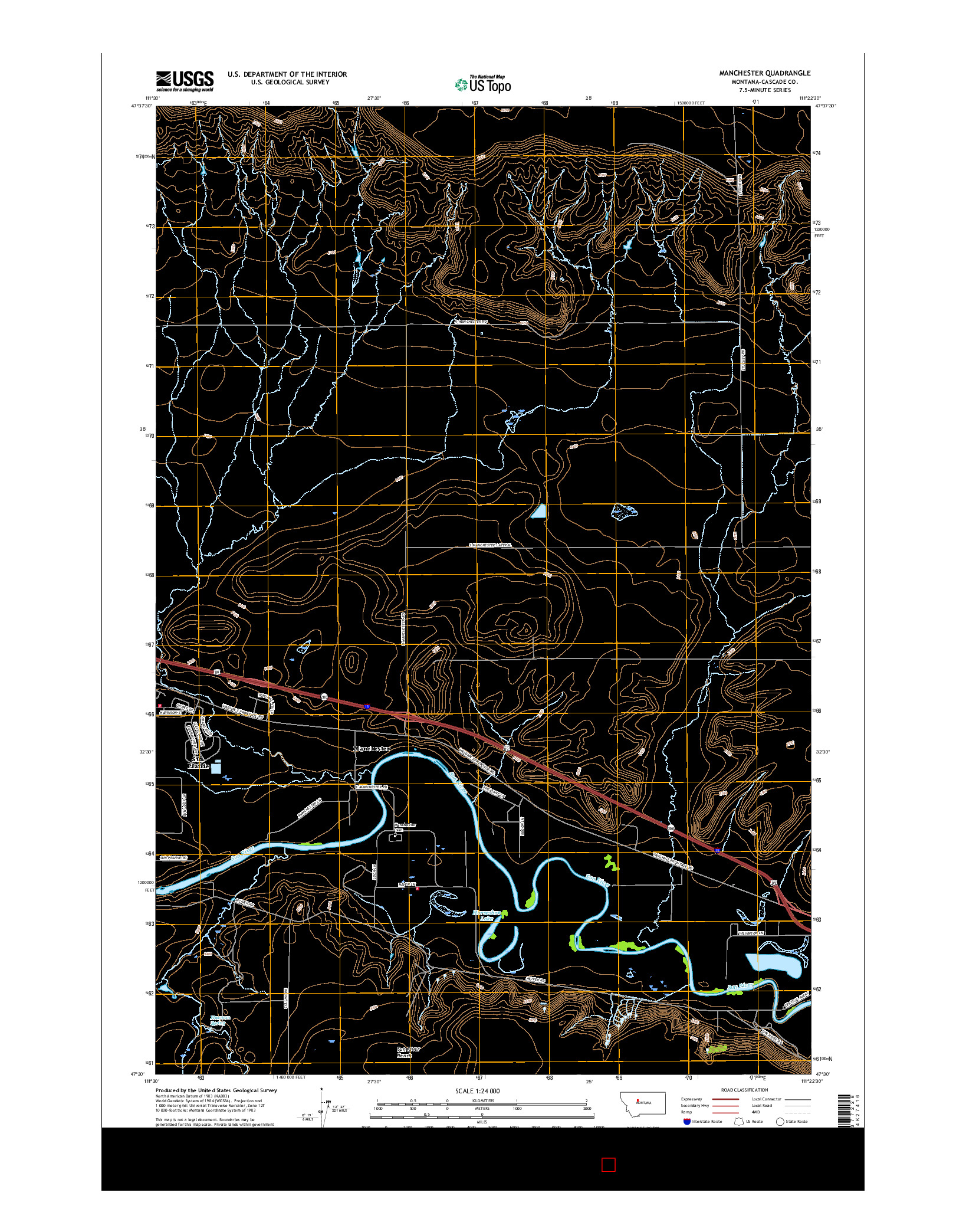 USGS US TOPO 7.5-MINUTE MAP FOR MANCHESTER, MT 2017