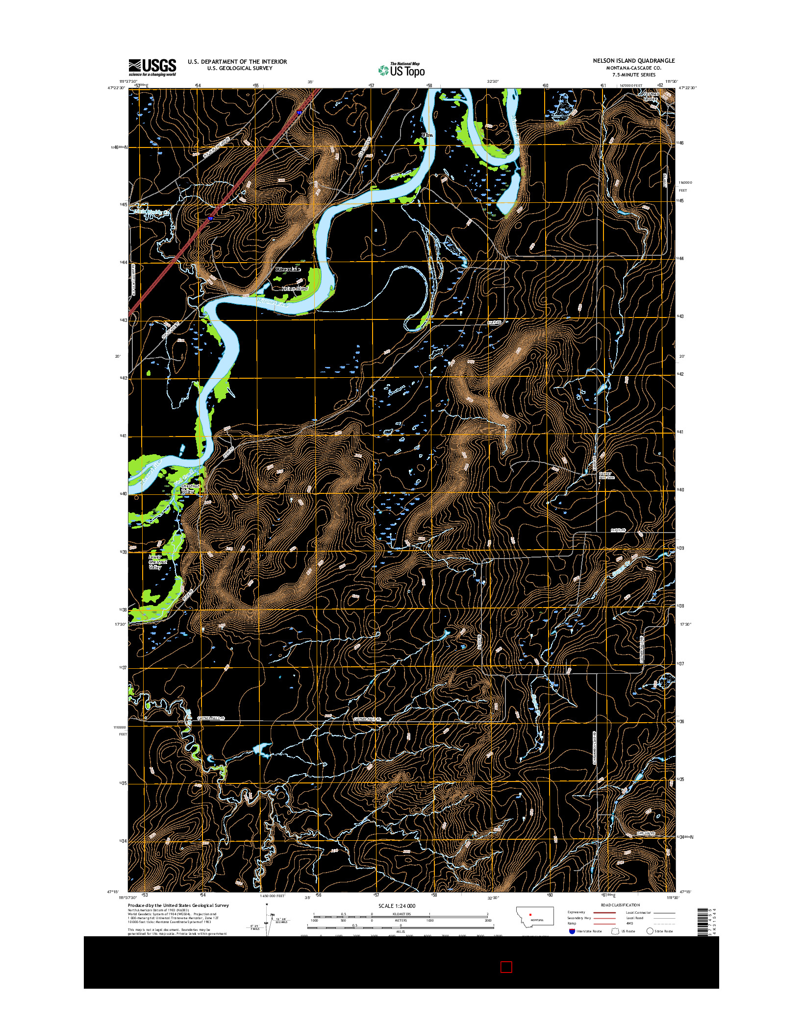 USGS US TOPO 7.5-MINUTE MAP FOR NELSON ISLAND, MT 2017