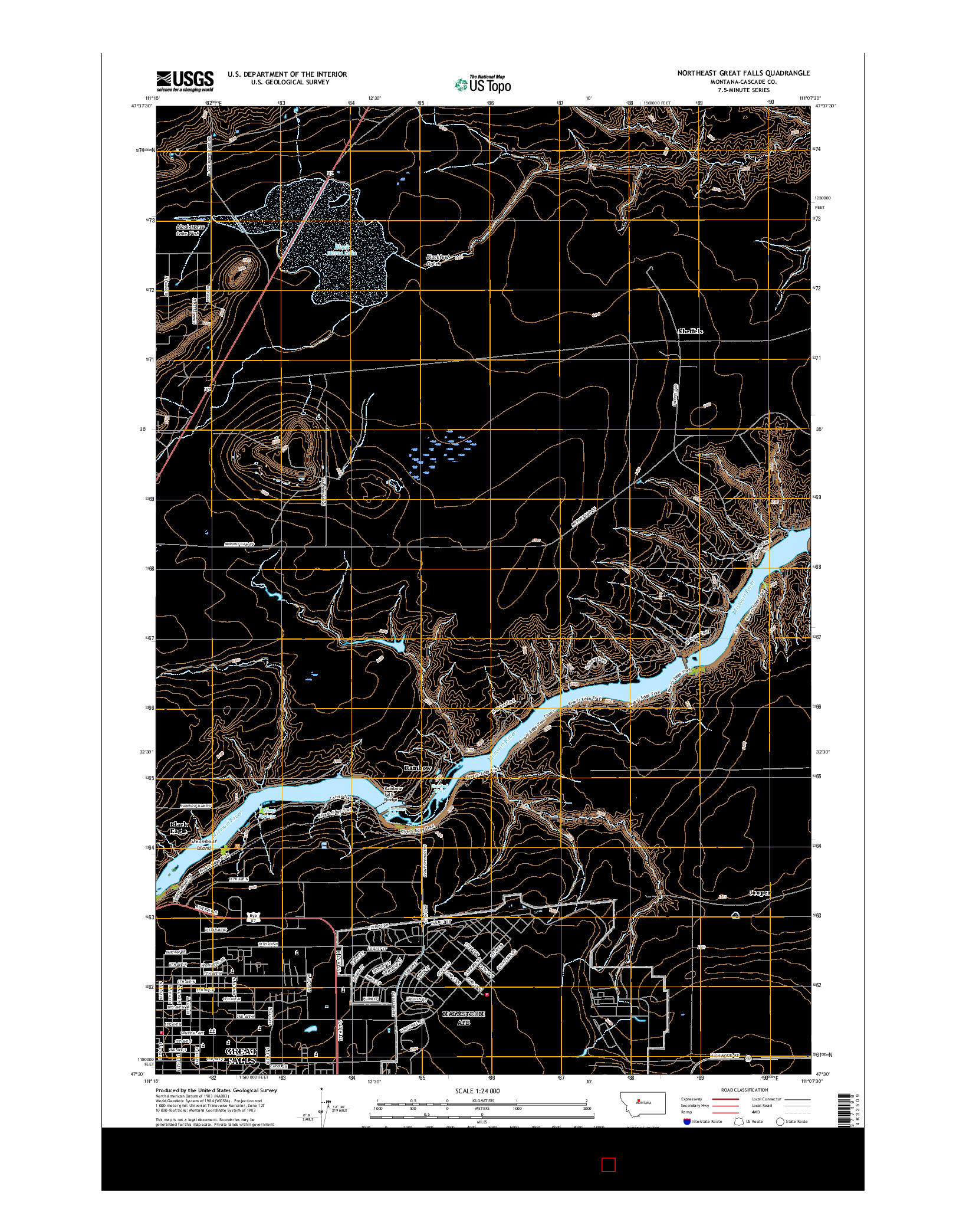 USGS US TOPO 7.5-MINUTE MAP FOR NORTHEAST GREAT FALLS, MT 2017