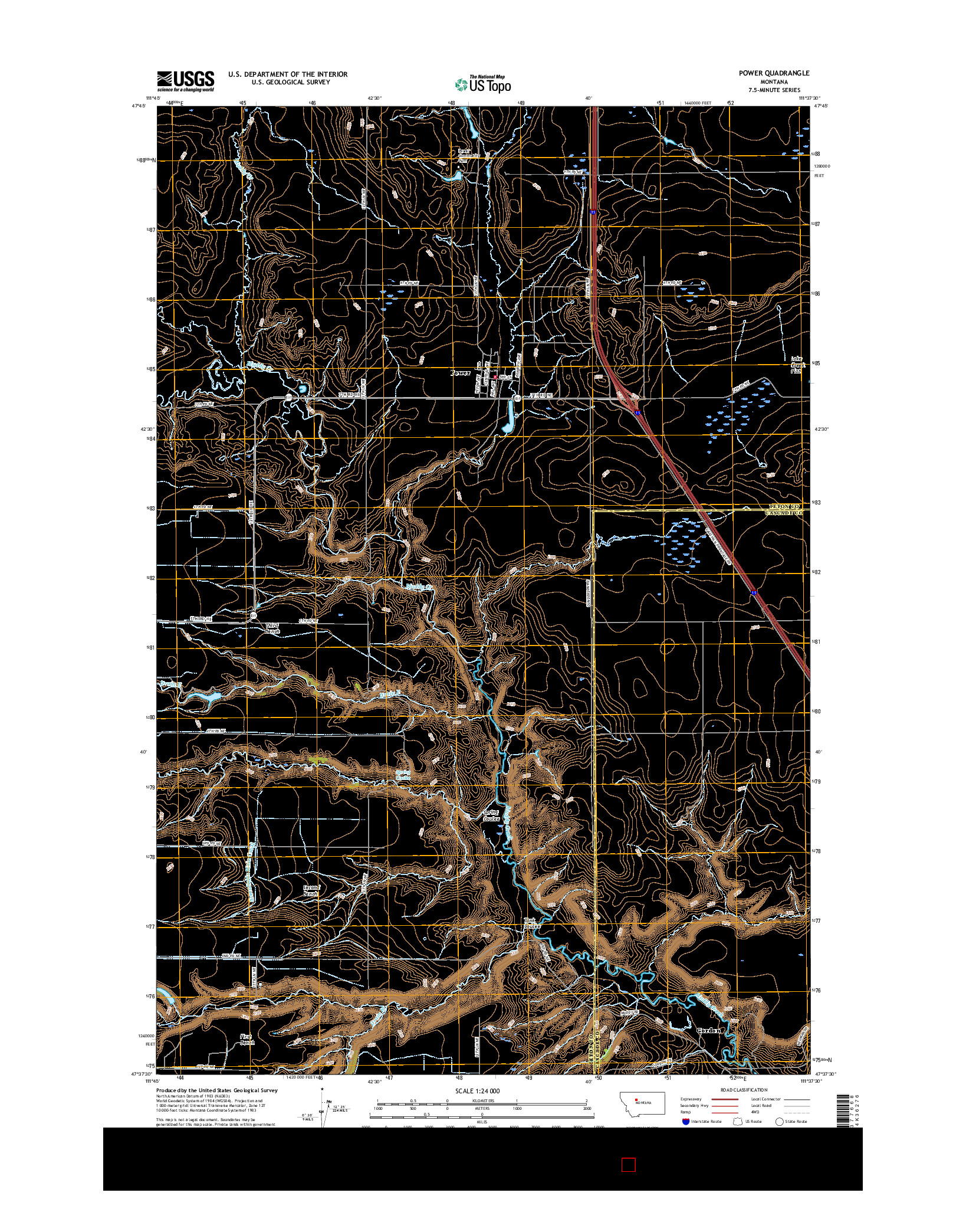USGS US TOPO 7.5-MINUTE MAP FOR POWER, MT 2017