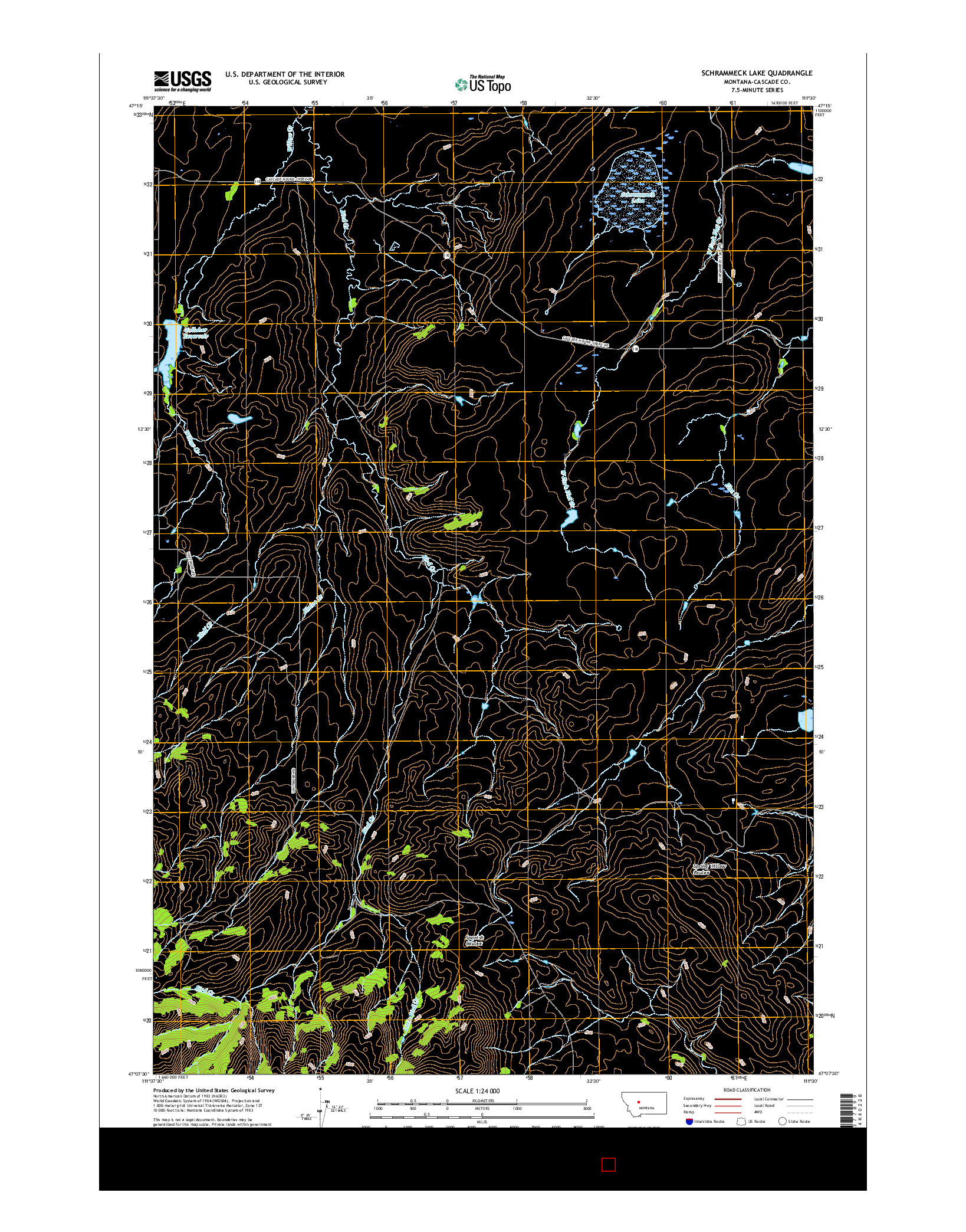 USGS US TOPO 7.5-MINUTE MAP FOR SCHRAMMECK LAKE, MT 2017