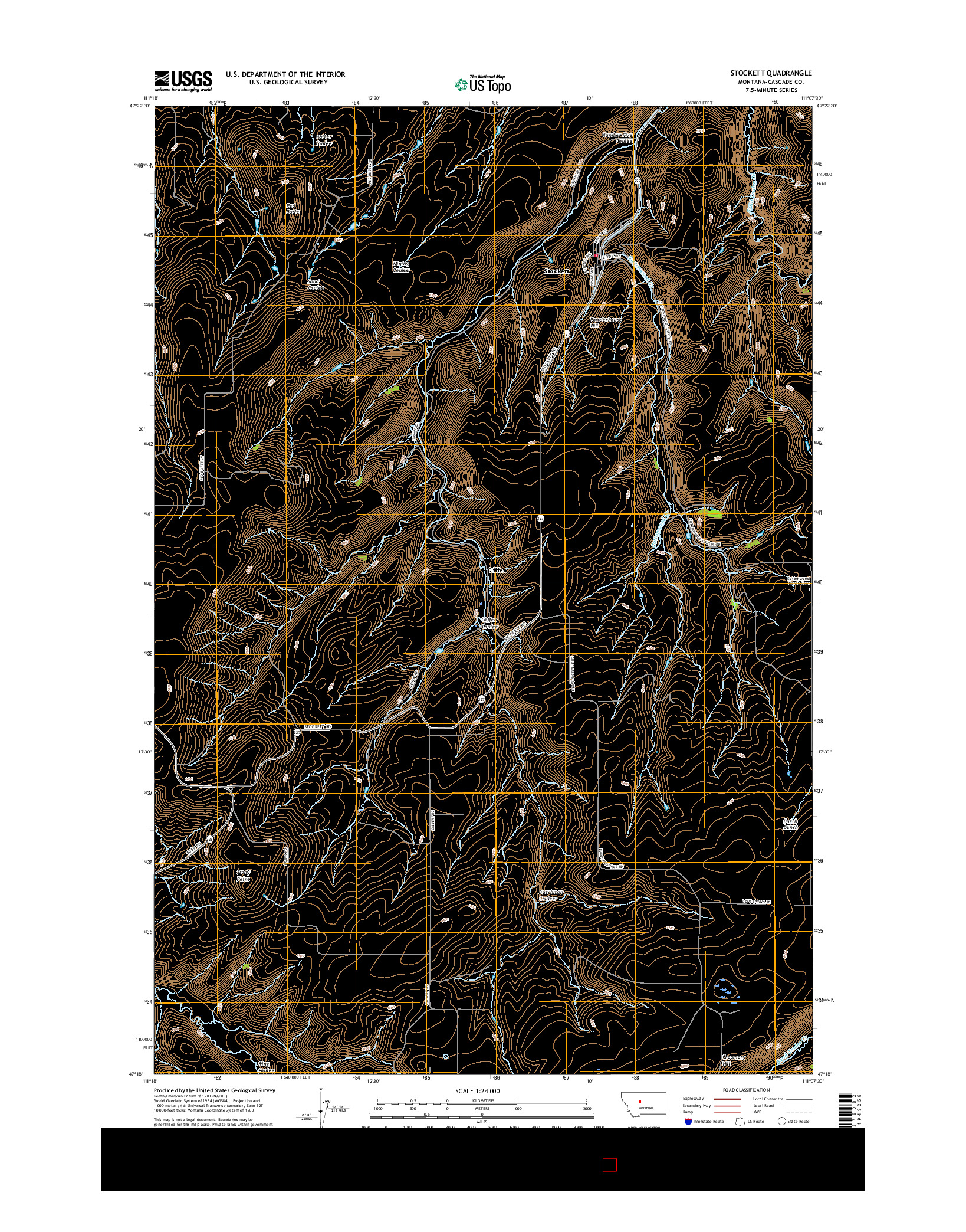 USGS US TOPO 7.5-MINUTE MAP FOR STOCKETT, MT 2017