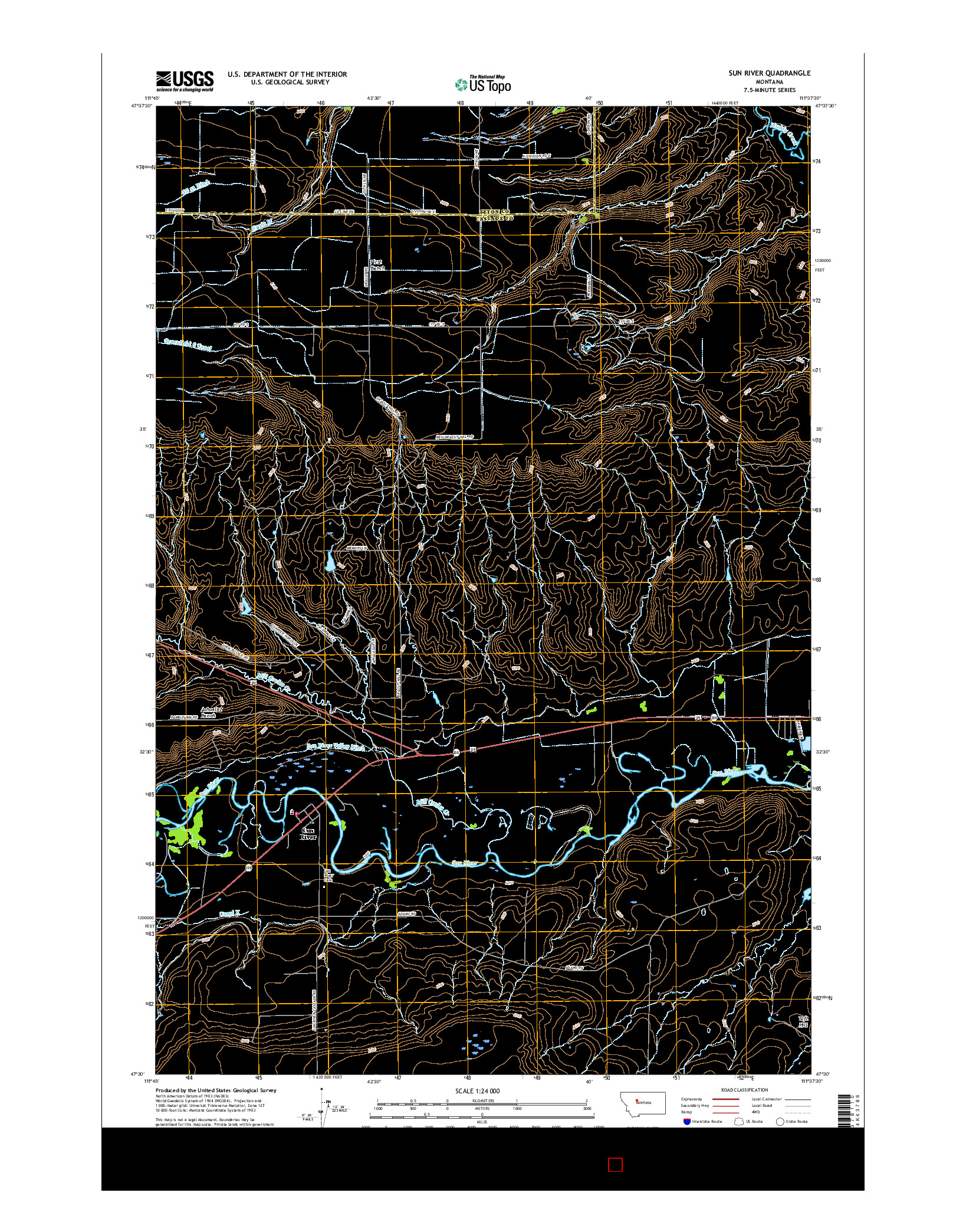 USGS US TOPO 7.5-MINUTE MAP FOR SUN RIVER, MT 2017