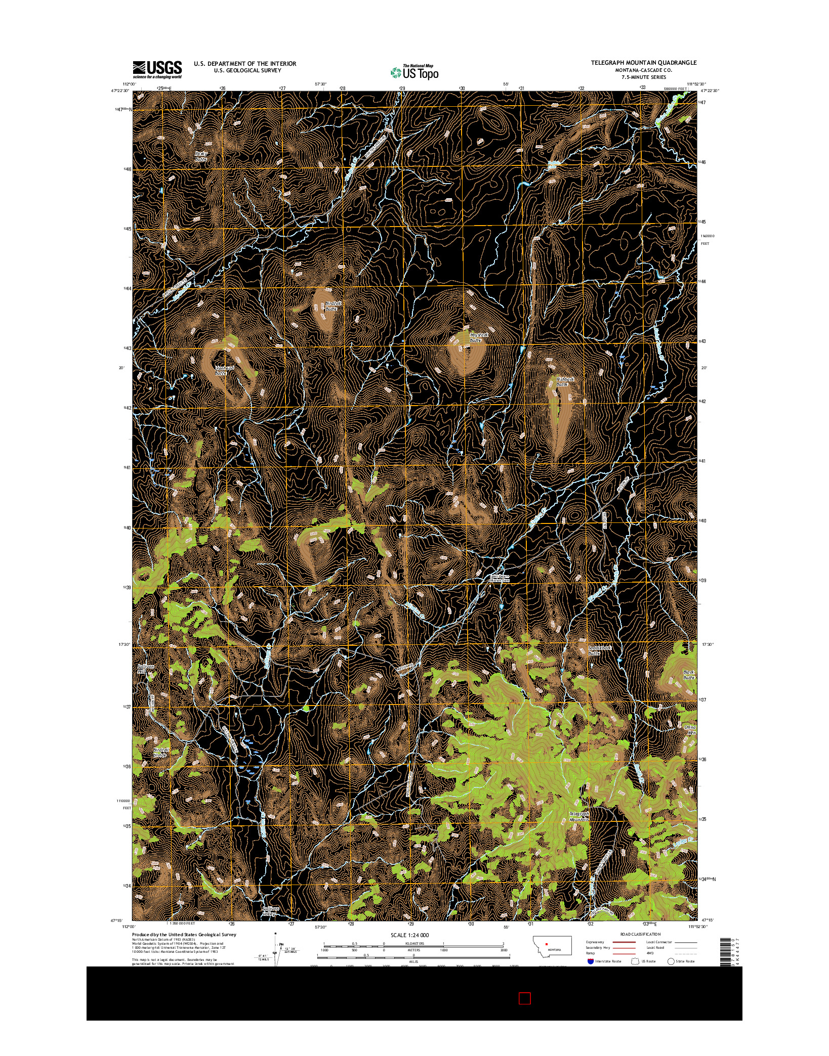 USGS US TOPO 7.5-MINUTE MAP FOR TELEGRAPH MOUNTAIN, MT 2017