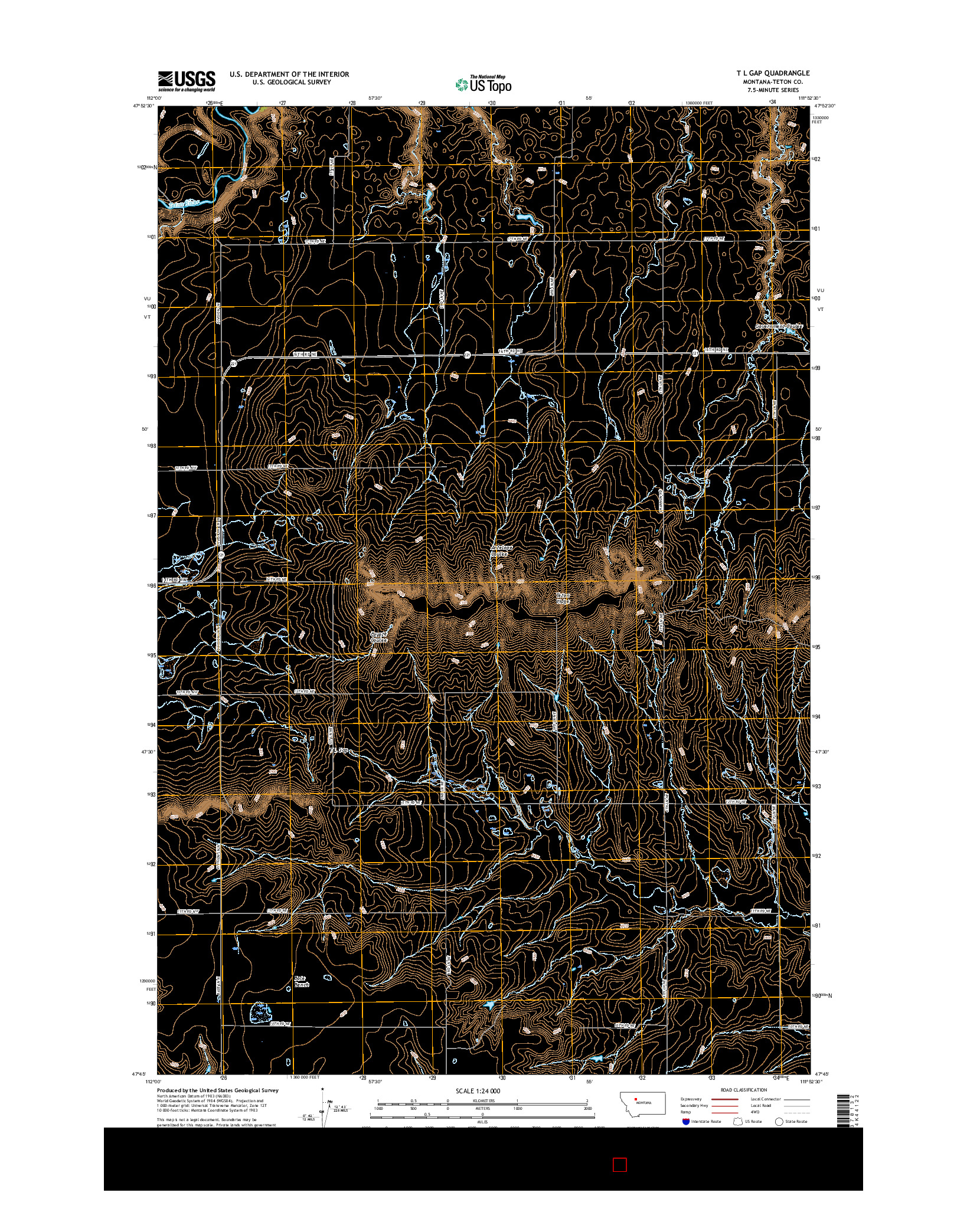 USGS US TOPO 7.5-MINUTE MAP FOR T L GAP, MT 2017