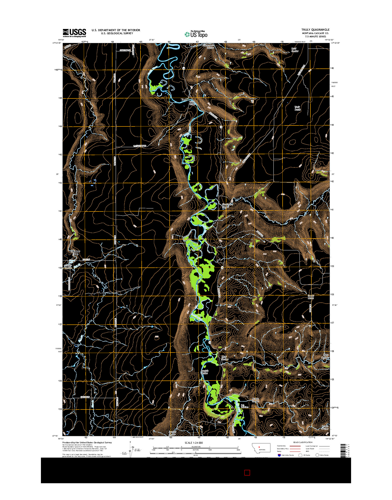USGS US TOPO 7.5-MINUTE MAP FOR TRULY, MT 2017