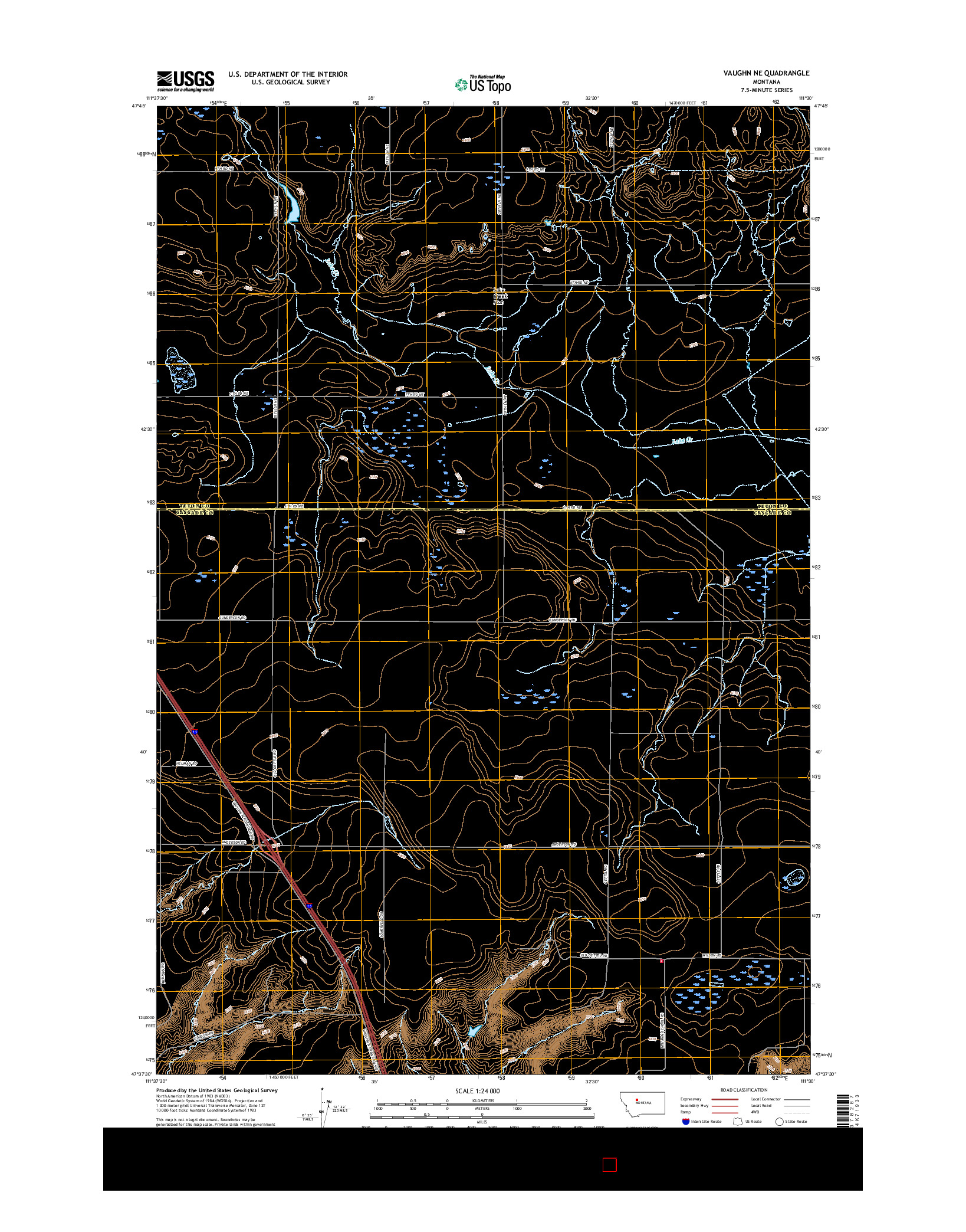 USGS US TOPO 7.5-MINUTE MAP FOR VAUGHN NE, MT 2017