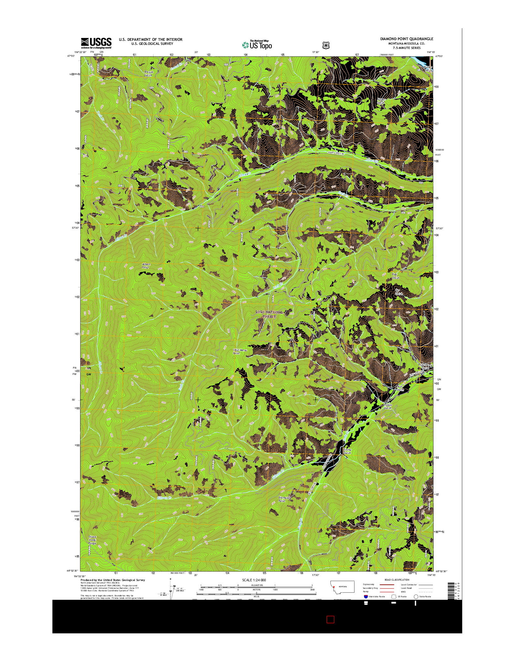 USGS US TOPO 7.5-MINUTE MAP FOR DIAMOND POINT, MT 2017